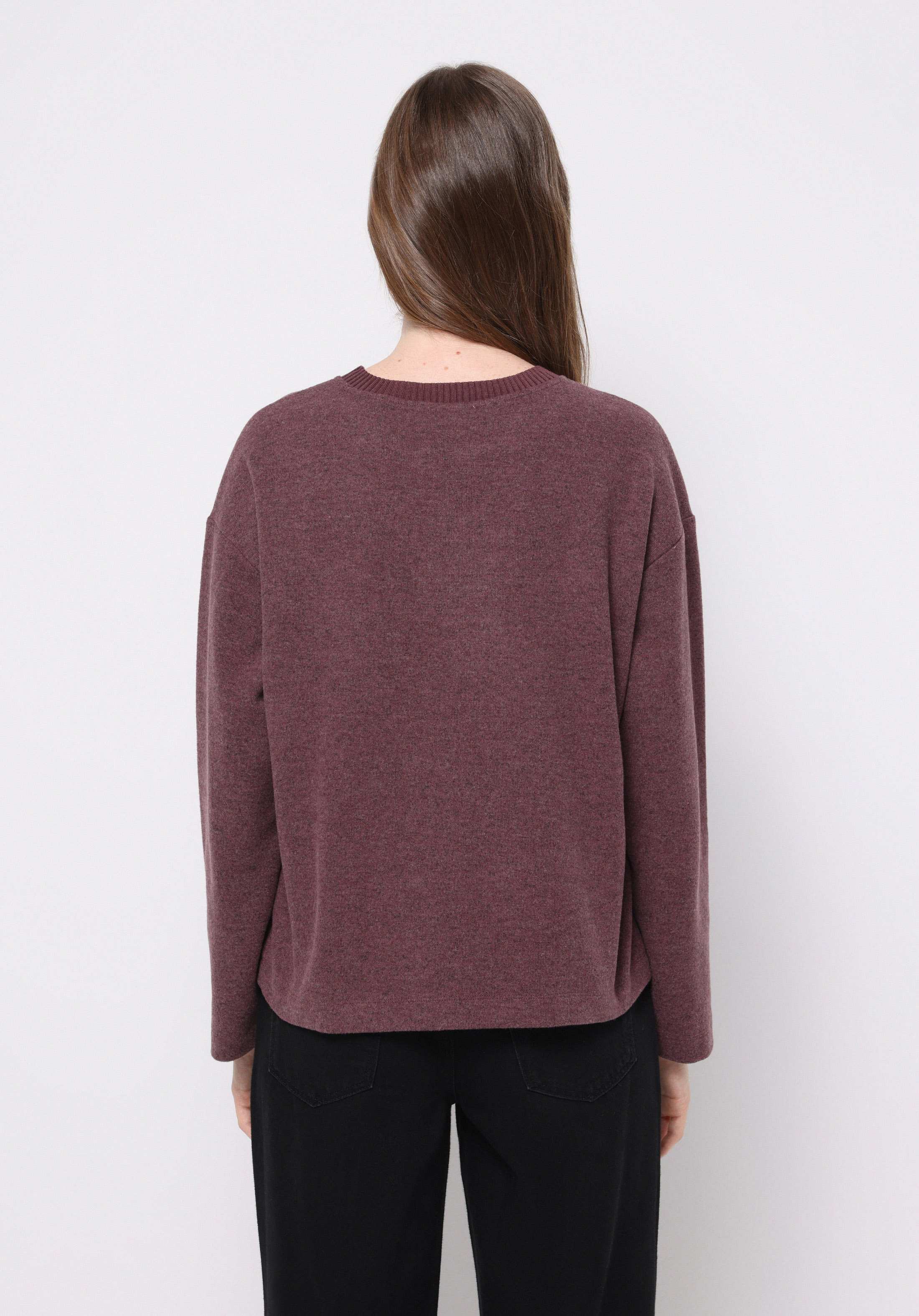 Regular Fit Yuvarlak Yaka Düz Kadın Mor Tişört