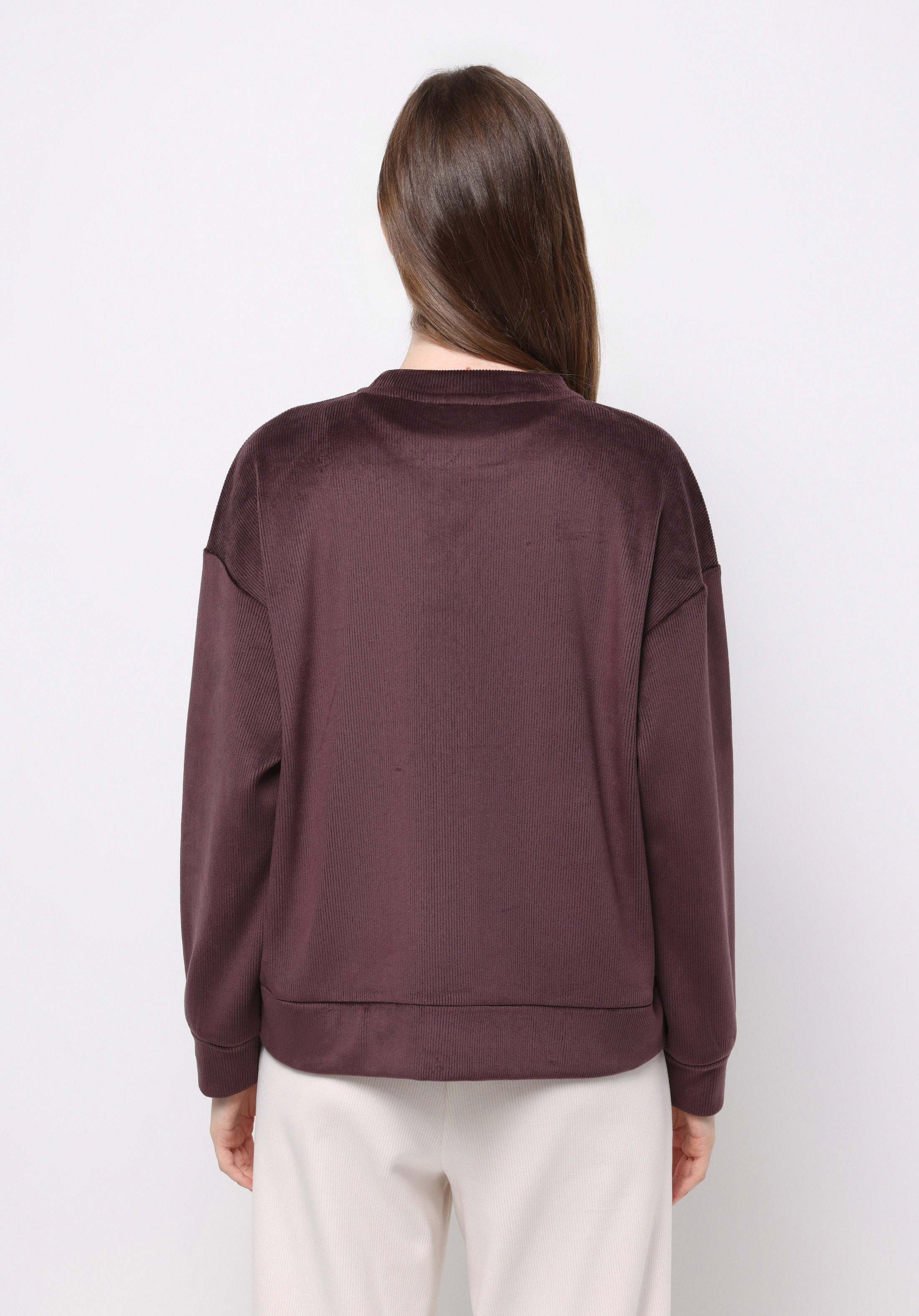 Regular Fit Yuvarlak Yaka Sloganlı Kadın Mor Sweatshirt