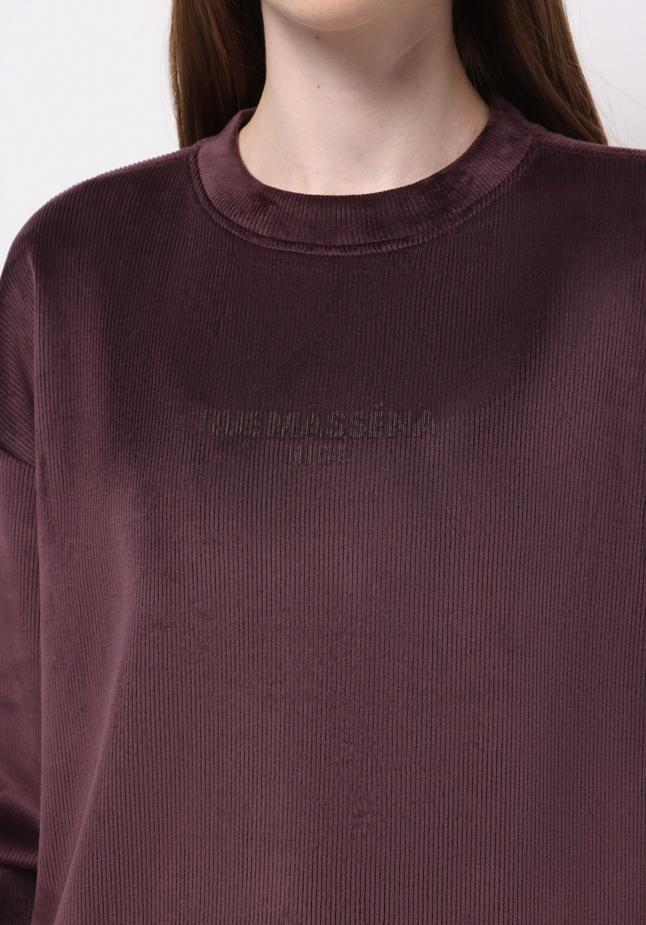 Regular Fit Yuvarlak Yaka Sloganlı Kadın Mor Sweatshirt