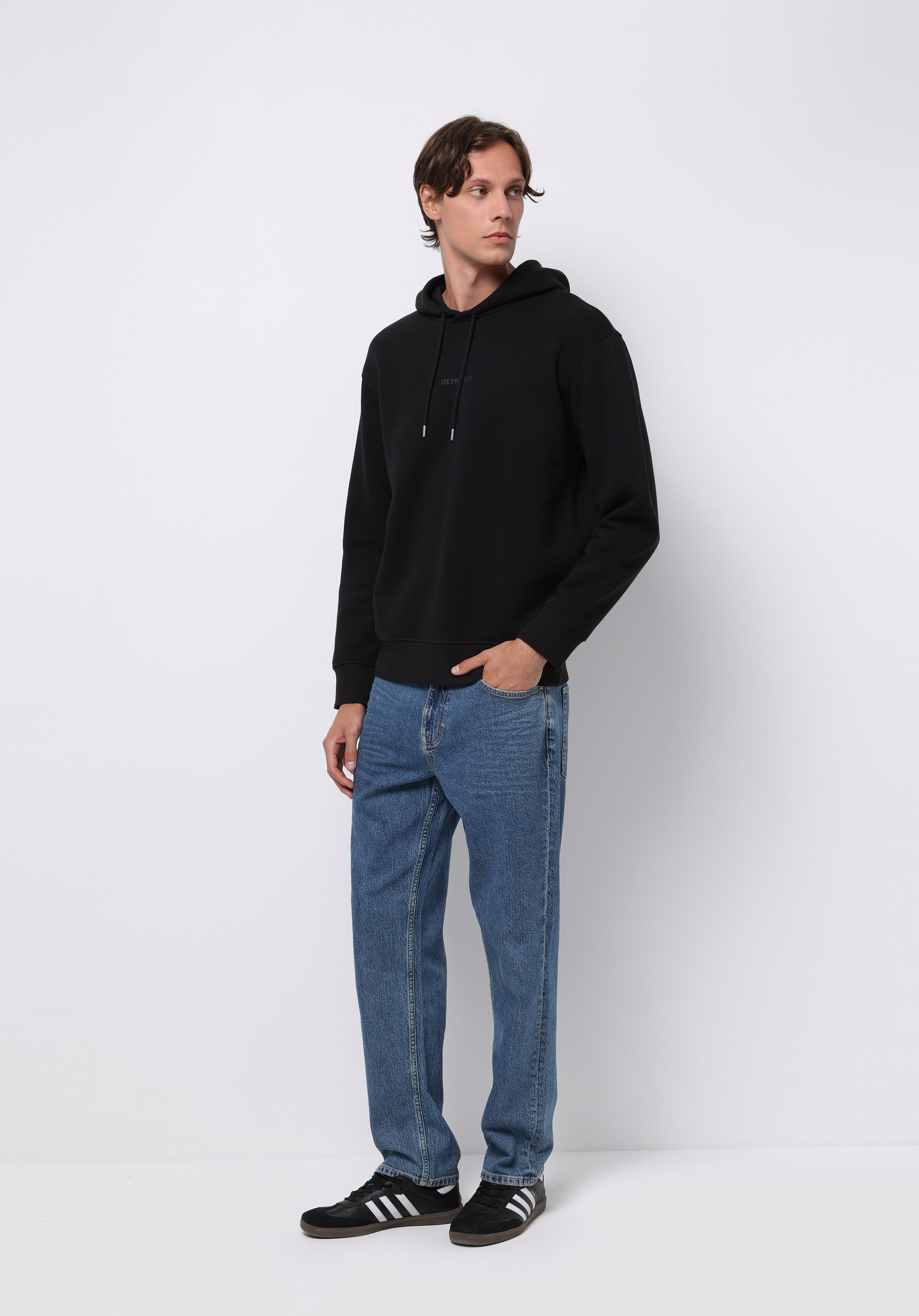 Comfort Fit   Erkek Siyah Sweatshirt