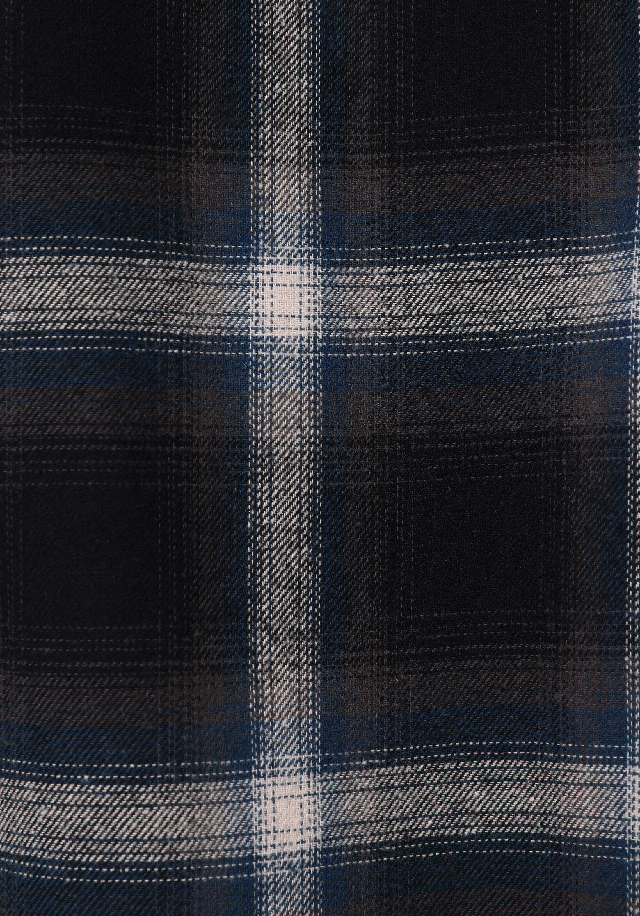 Regular Fit Shirt Neck Ekoseli Erkek Lacivert Uzun Kol Gömlek