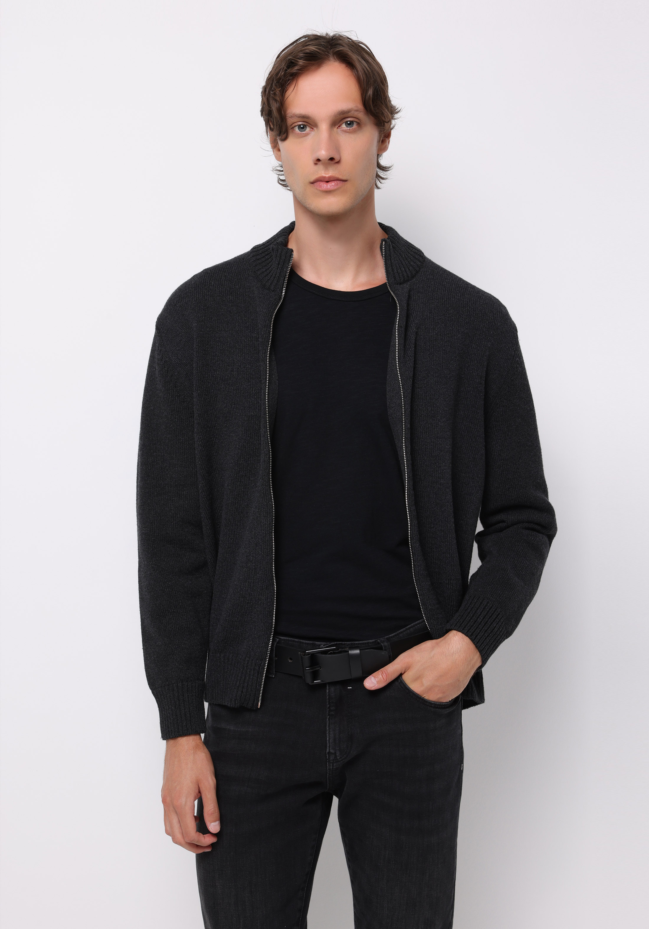 Regular Fit   Erkek Antrasit Hırka