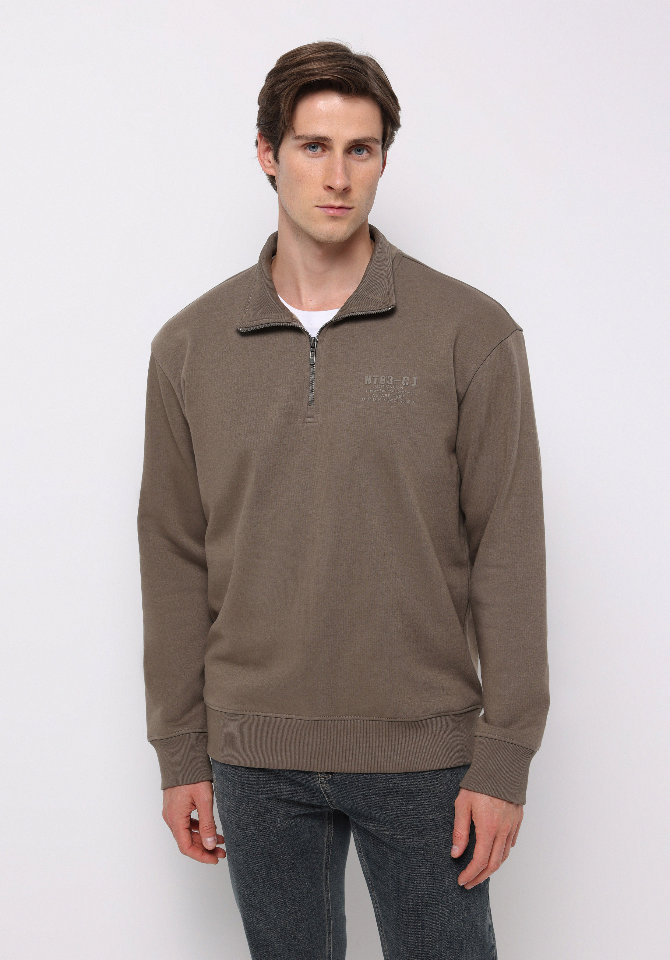 Comfort Fit   Erkek Gri Sweatshirt