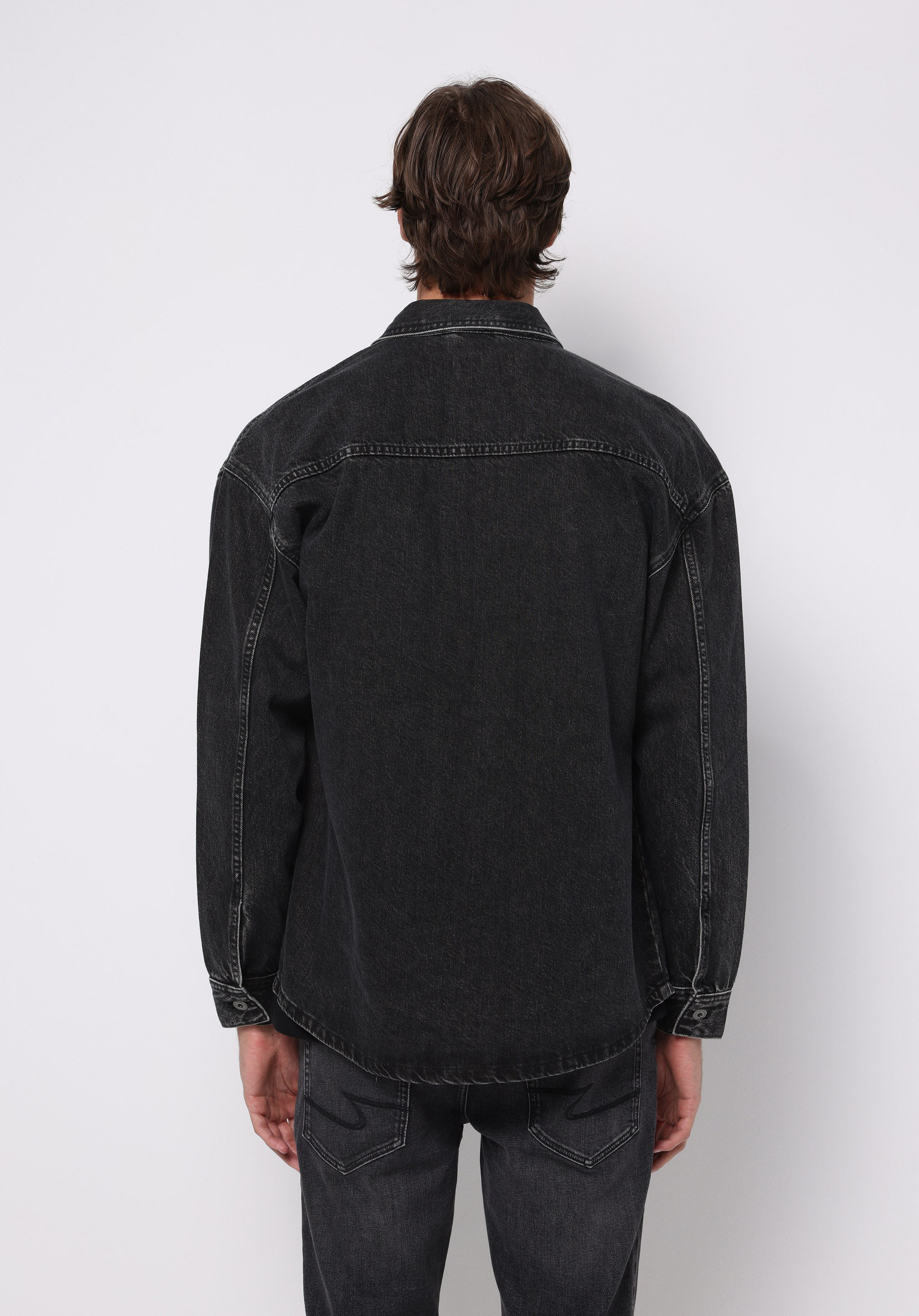 Oversize Fit   Erkek Siyah Shacket