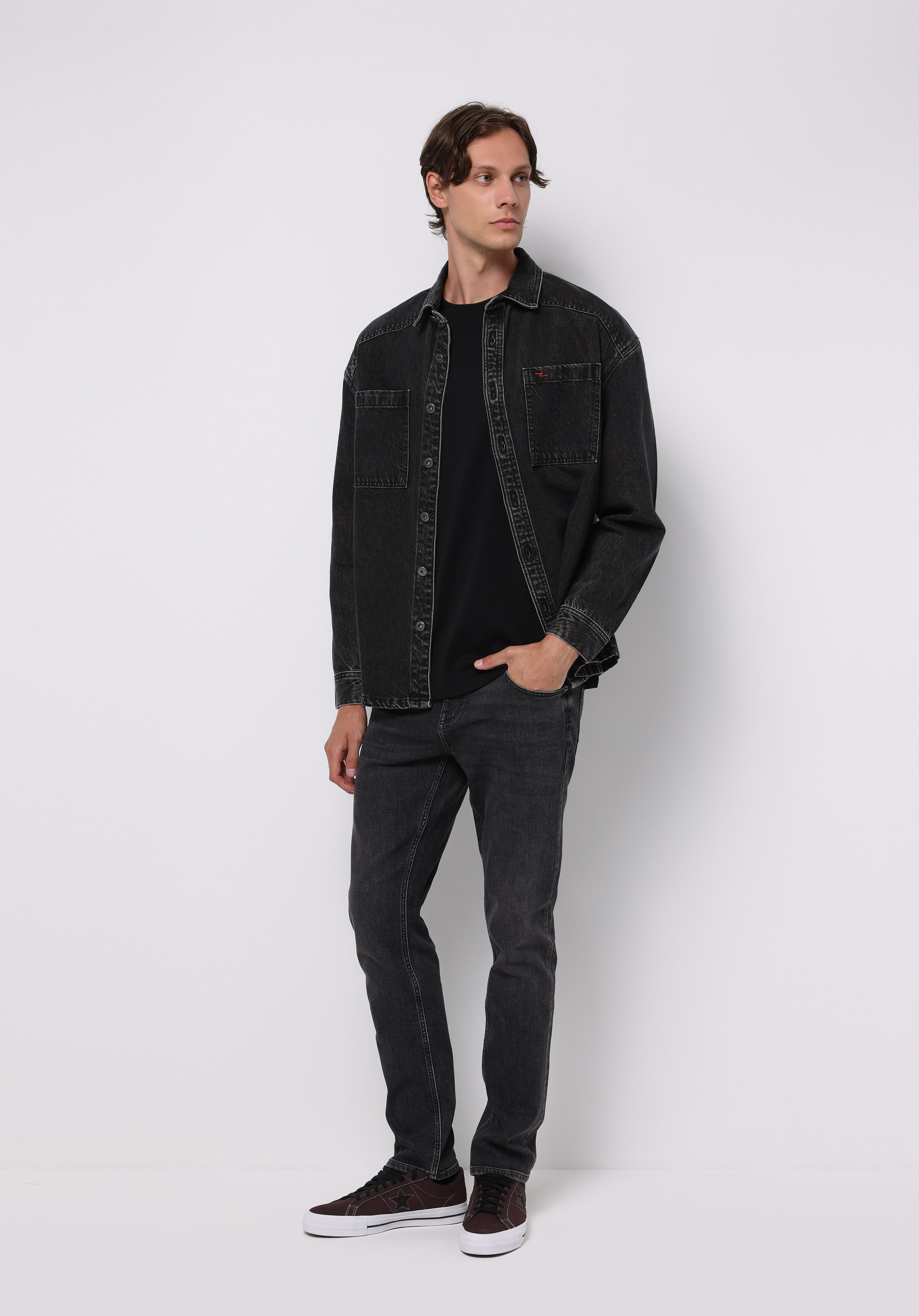 Oversize Fit   Erkek Siyah Shacket