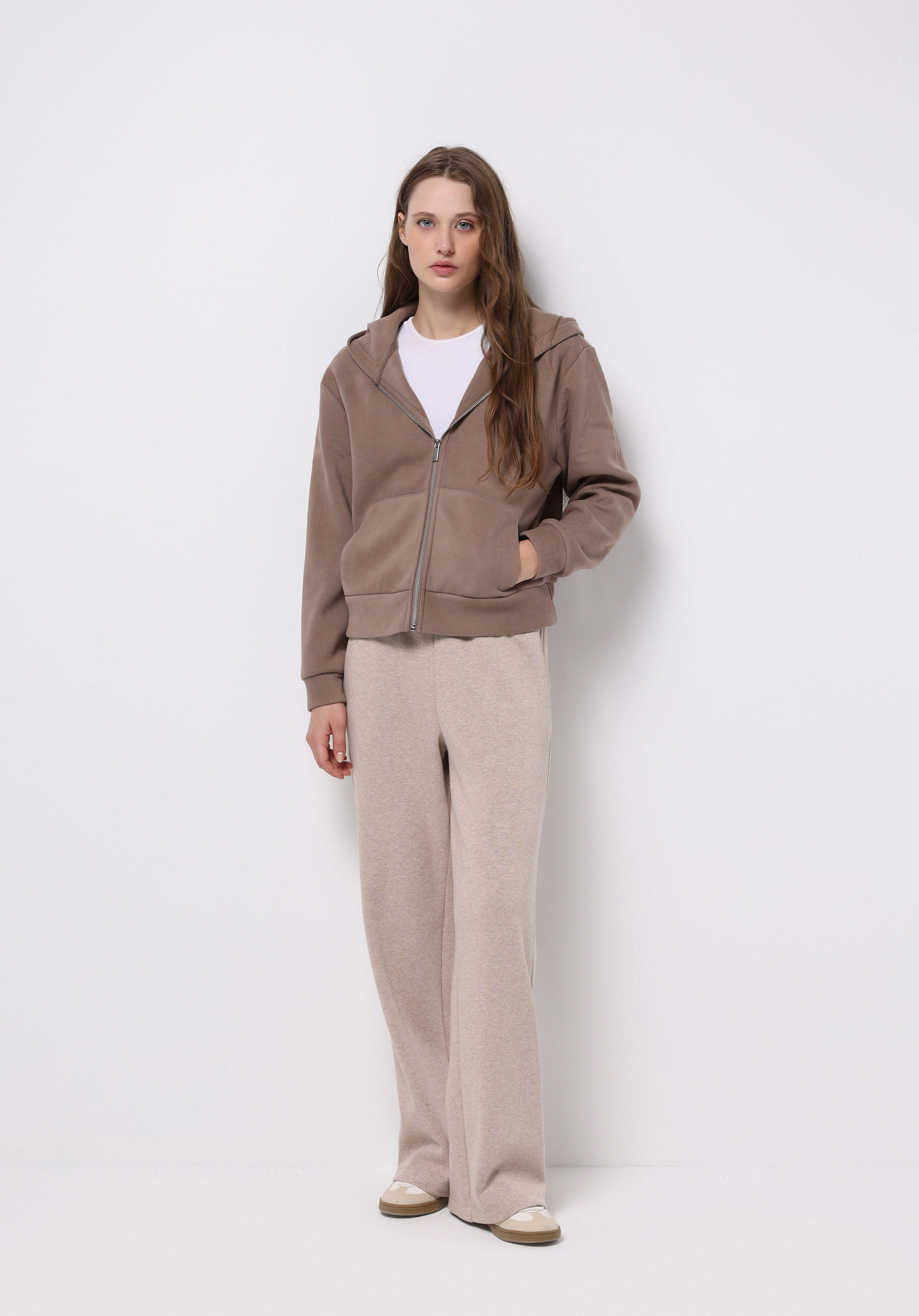 Regular Fit Kapüşonlu Düz Kadın  Sweatshirt