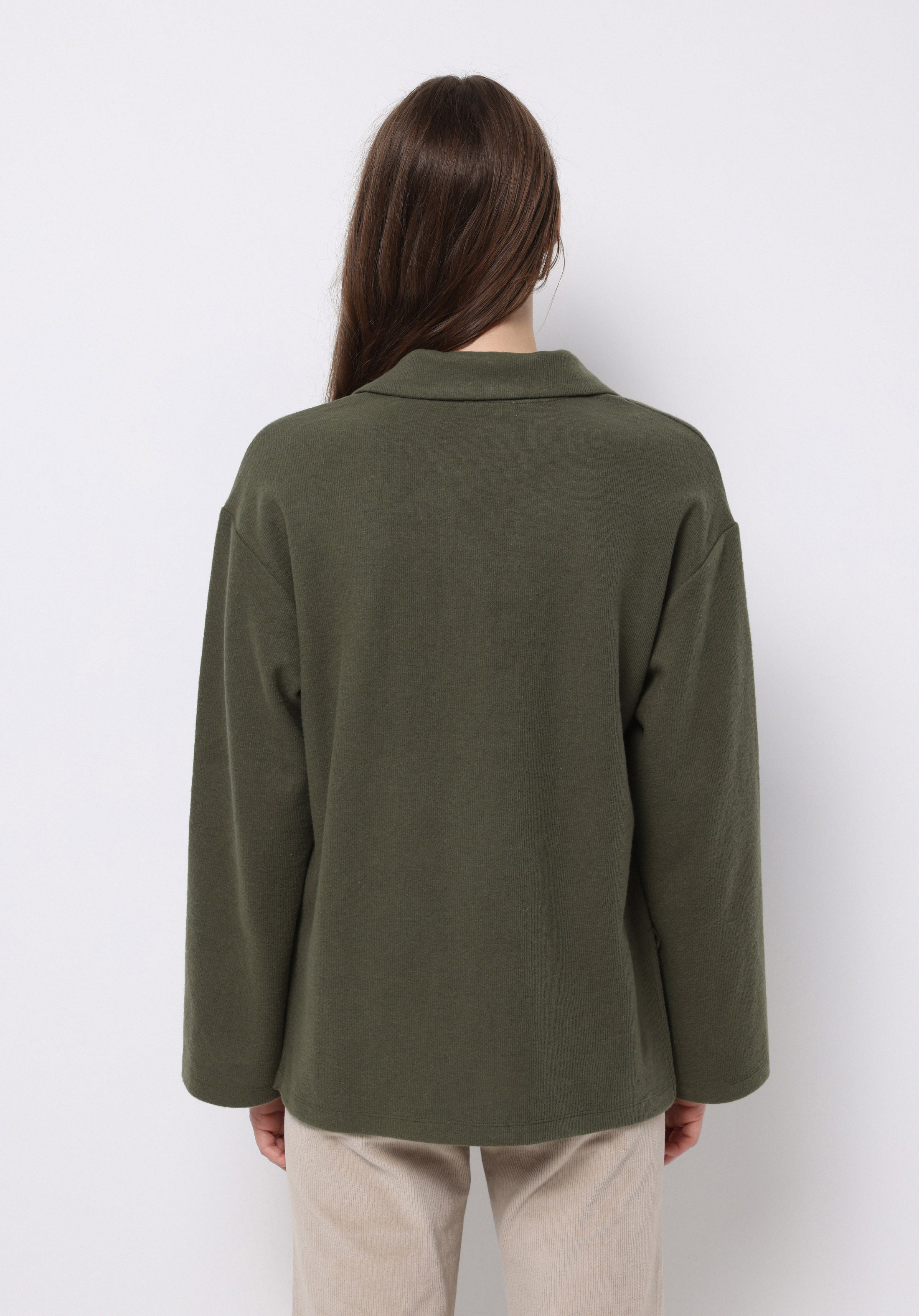 Regular Fit Polo Yaka Düz Kadın Yeşil Tişört