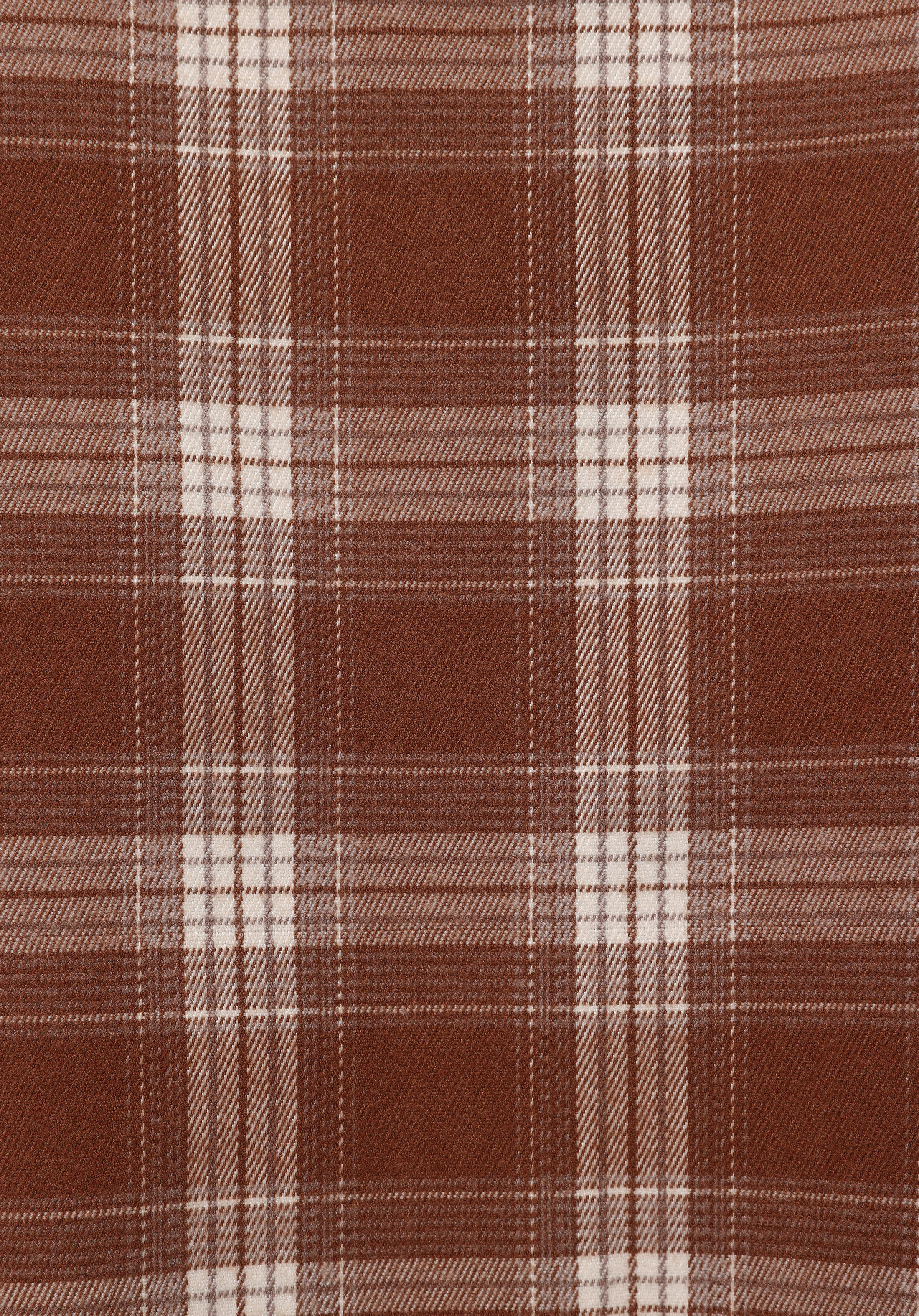 Regular Fit Kapüşonlu Ekoseli Kadın Bej Uzun Kol Gömlek