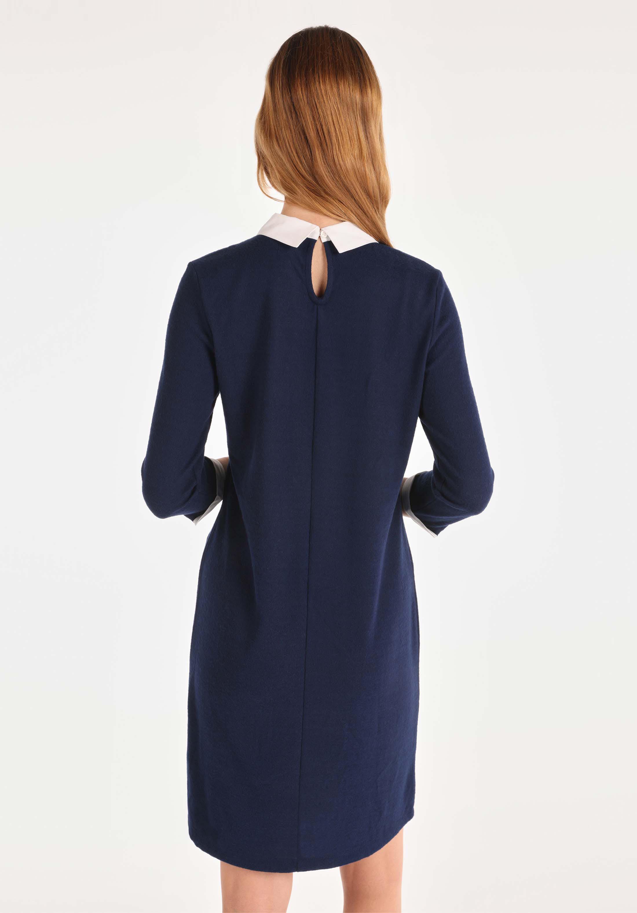 Regular Fit Düz Kadın Örme Lacivert Uzun Kol Elbise