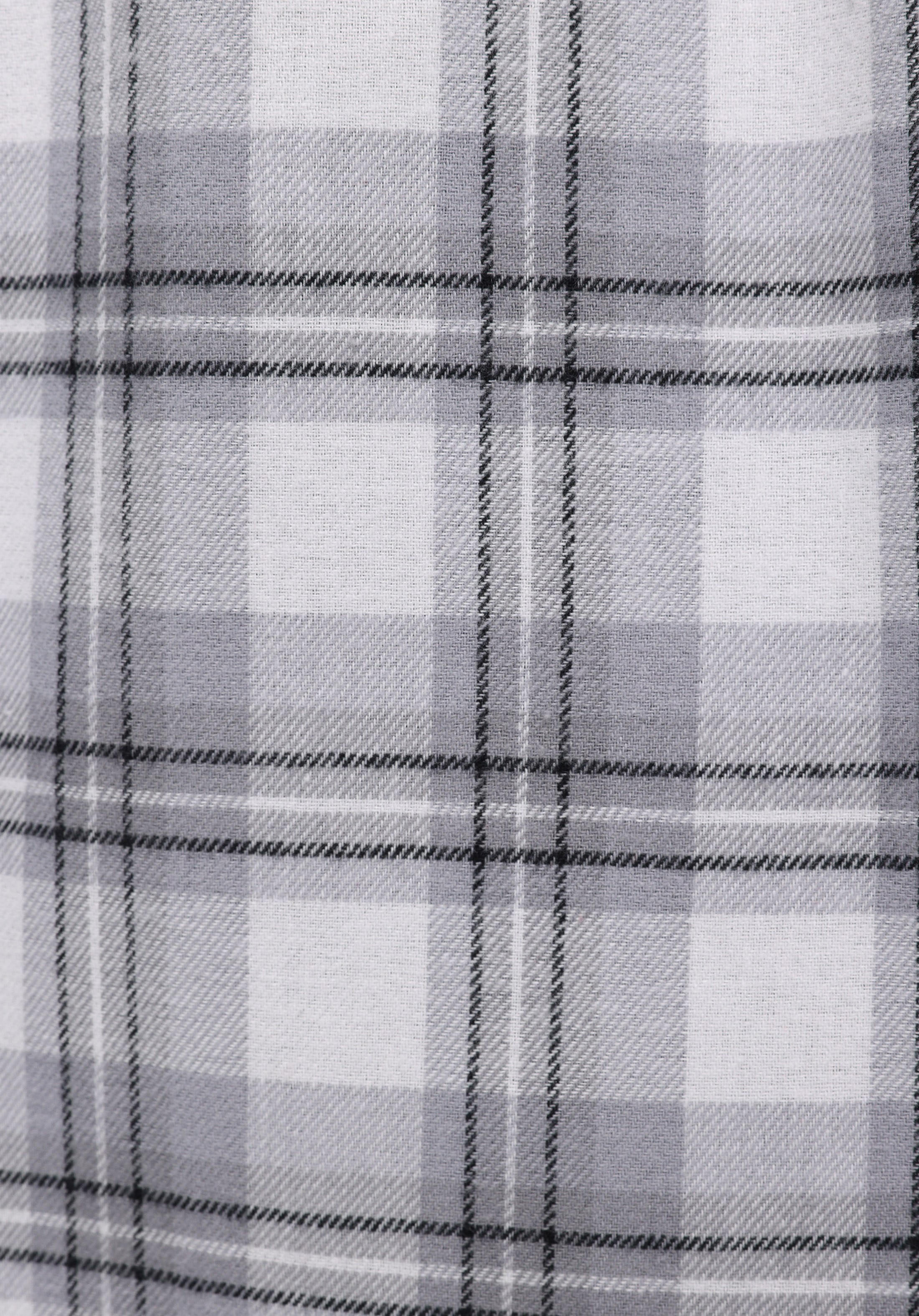 Regular Fit Shirt Neck Ekoseli Kadın Gri Uzun Kol Gömlek