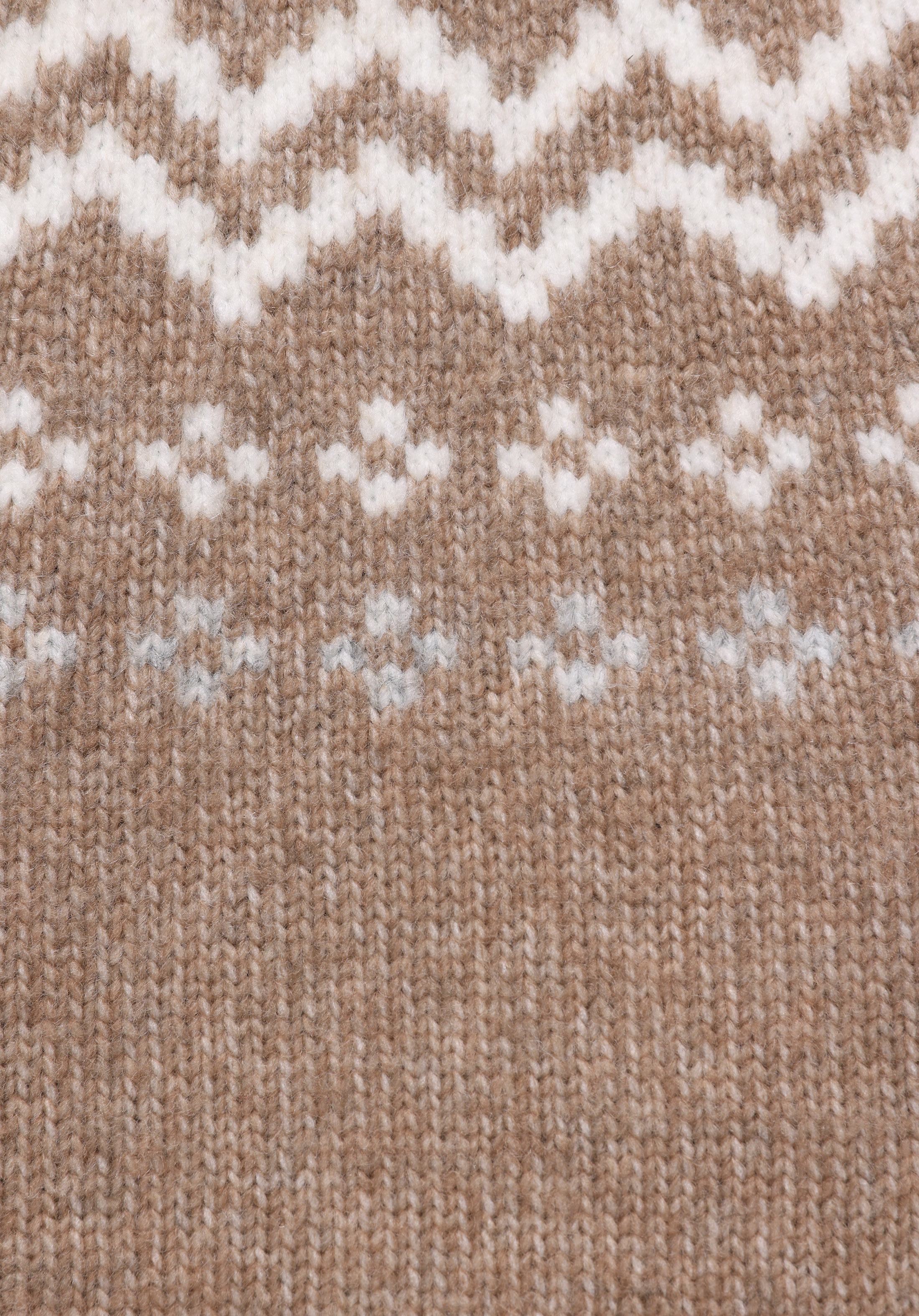 Regular Fit Turtle Neck Baskılı Kadın Bej Kazak