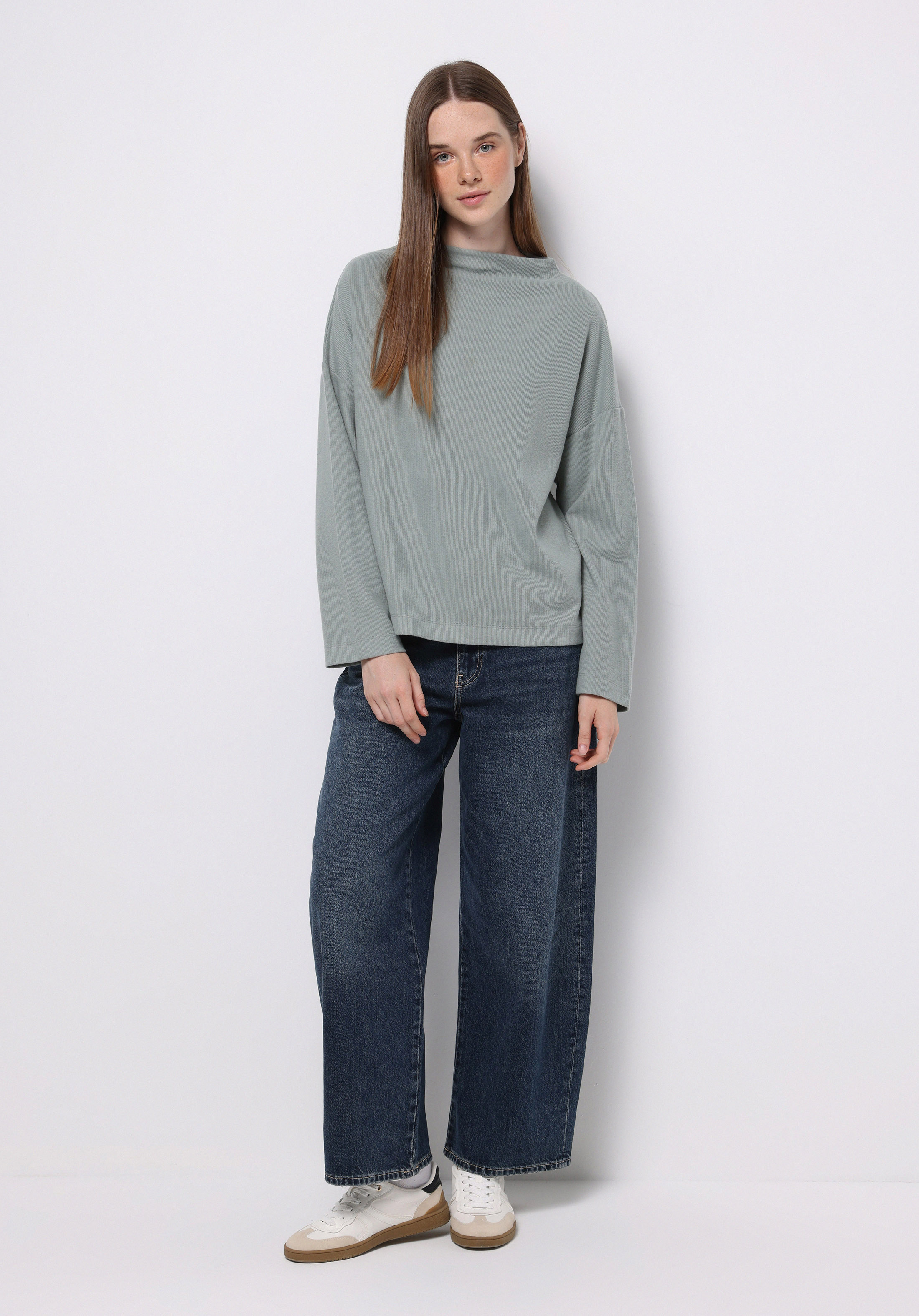 Relax Fit Yuvarlak Yaka Düz Kadın Yeşil Tişört