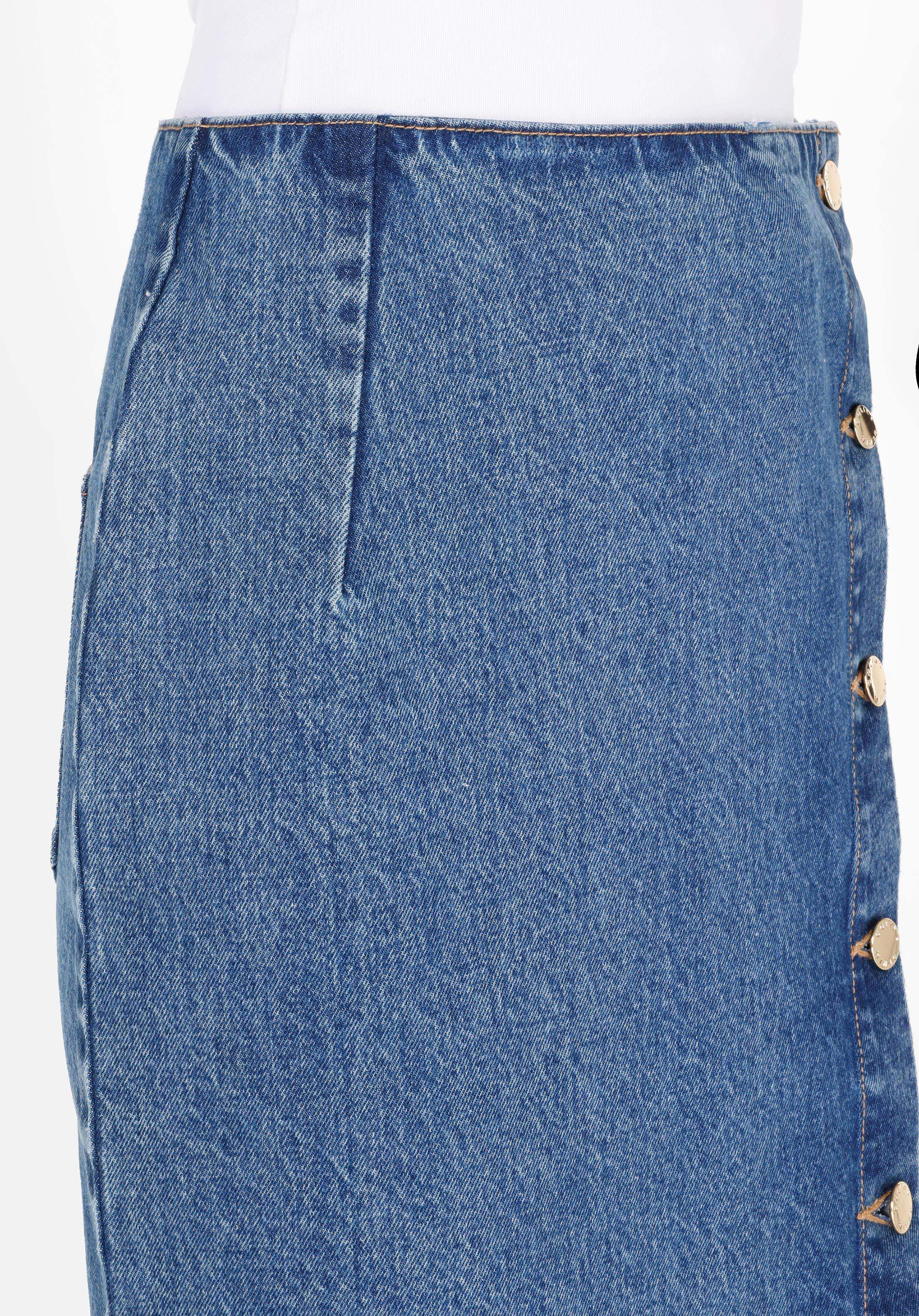 Slim Fit Pamuklu Kadın Mavi Etek