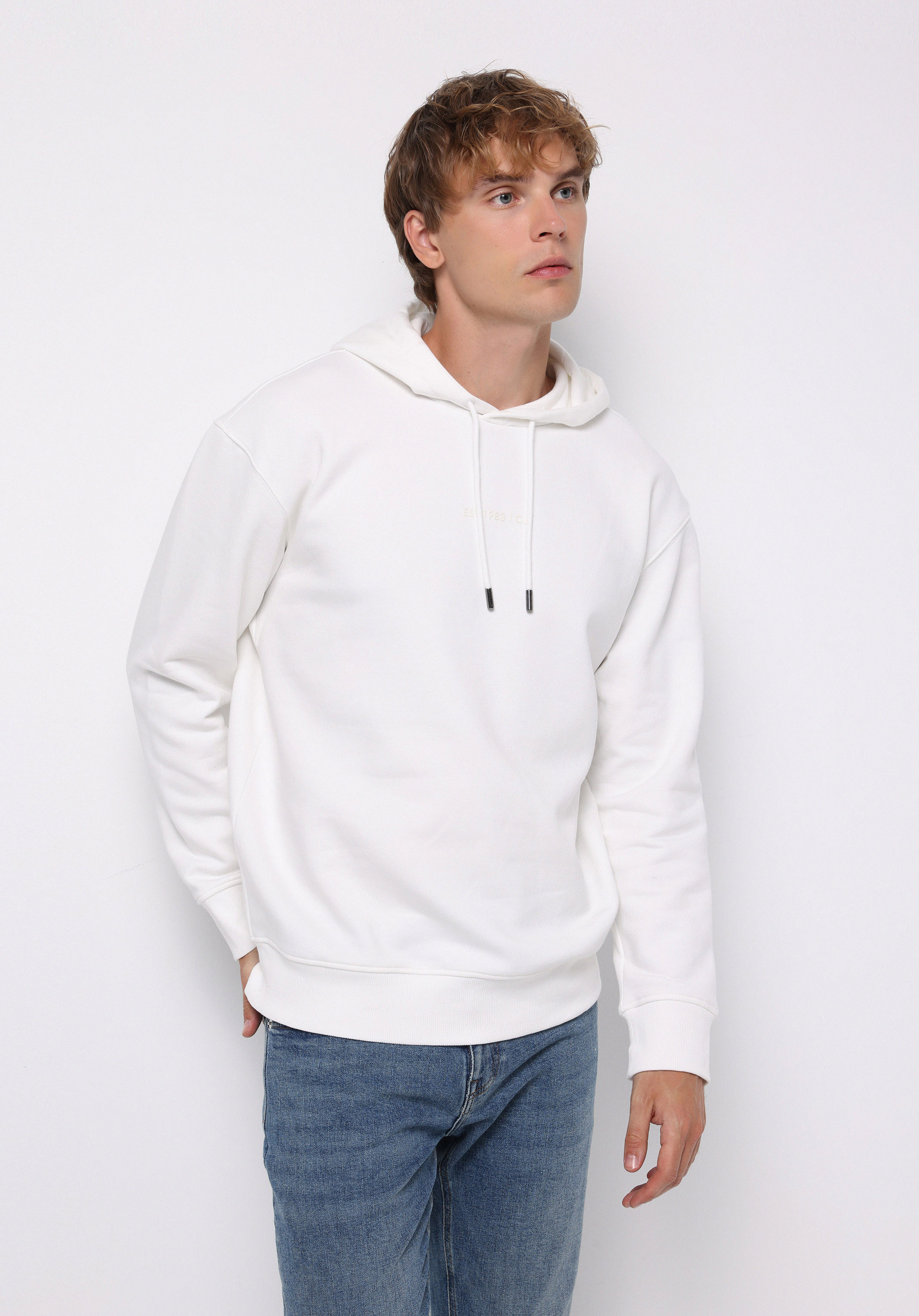 Comfort Fit   Erkek Beyaz Sweatshirt