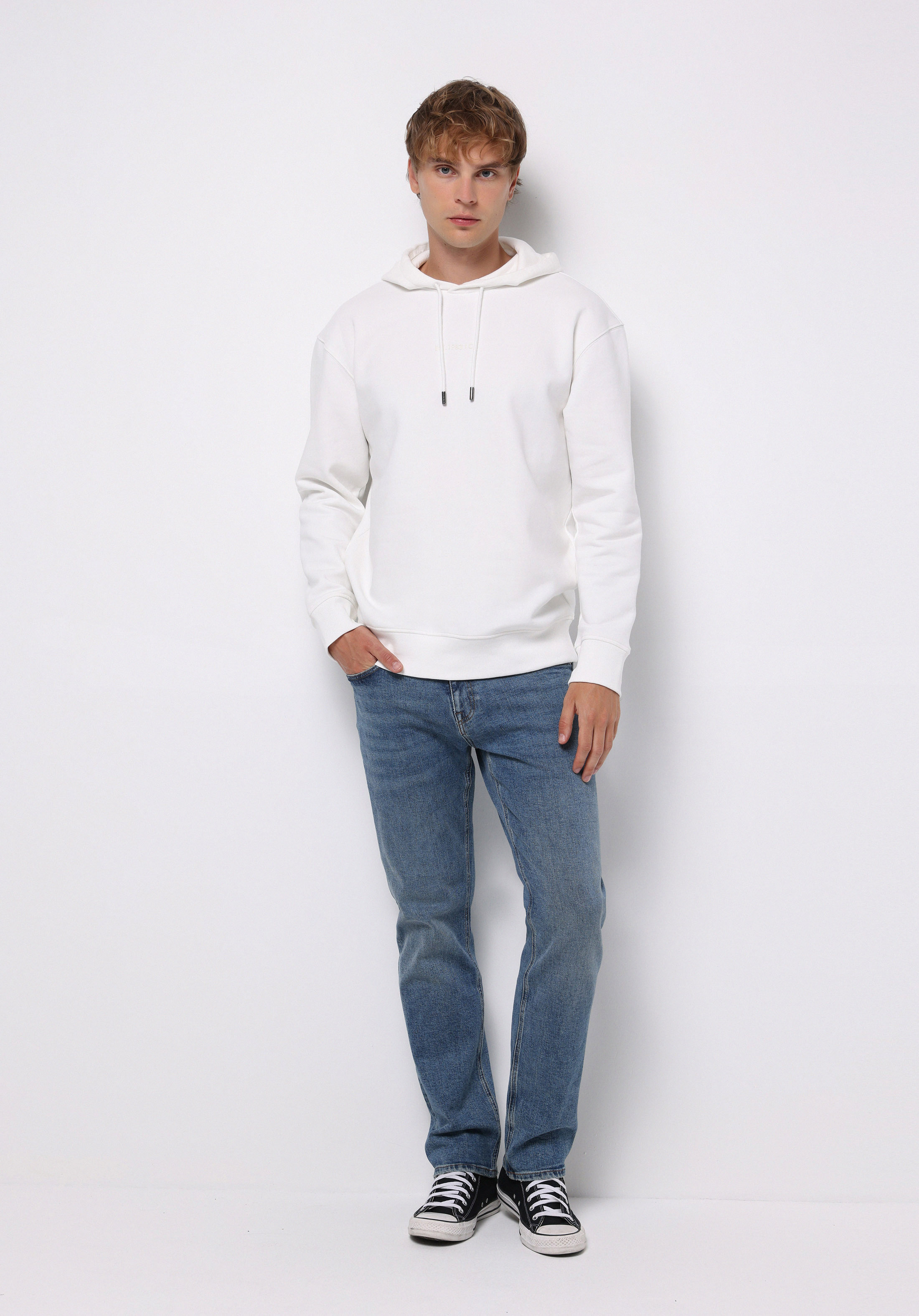 Comfort Fit   Erkek Beyaz Sweatshirt