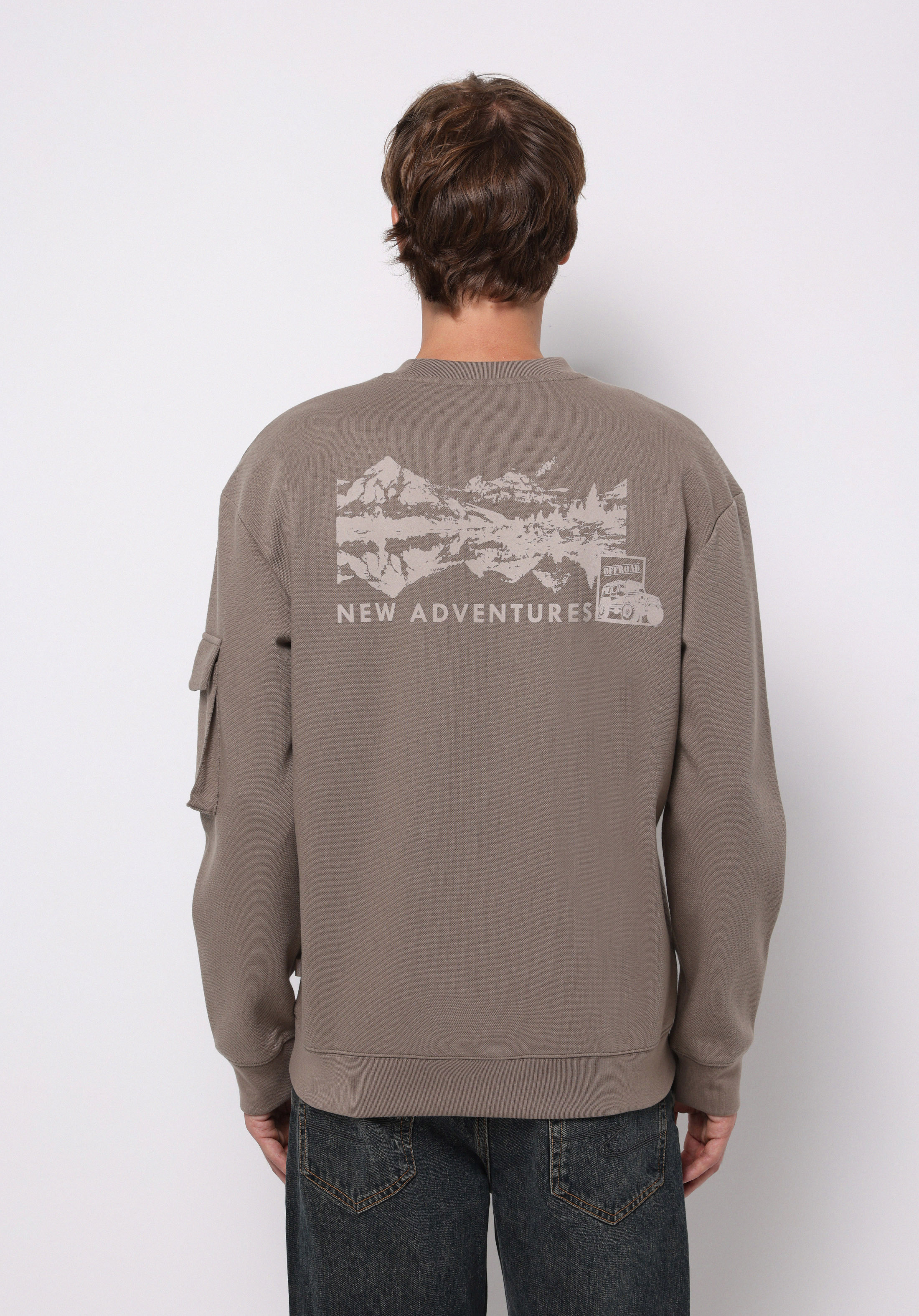 Comfort Fit   Erkek Bej Sweatshirt