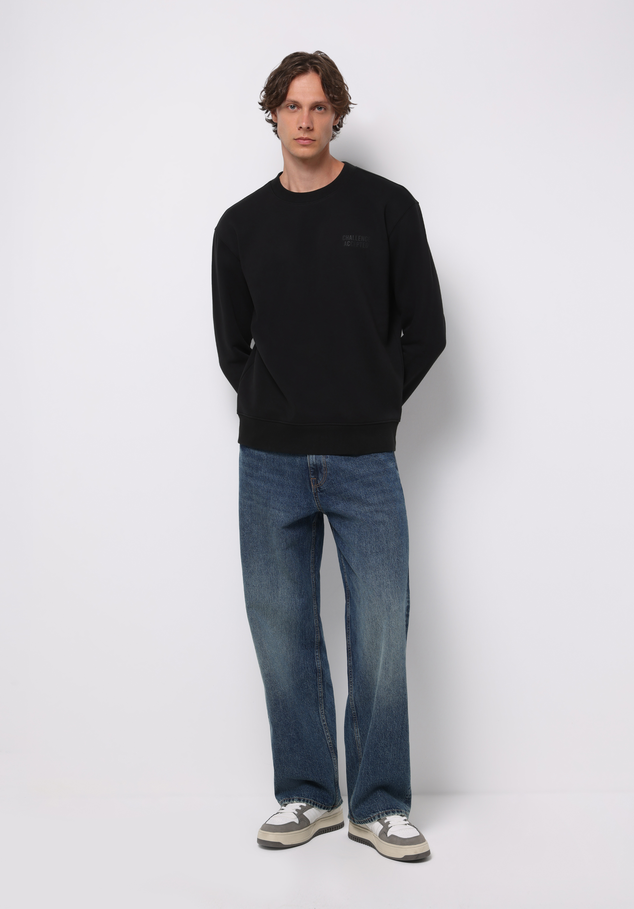 Comfort Fit   Erkek Siyah Sweatshirt