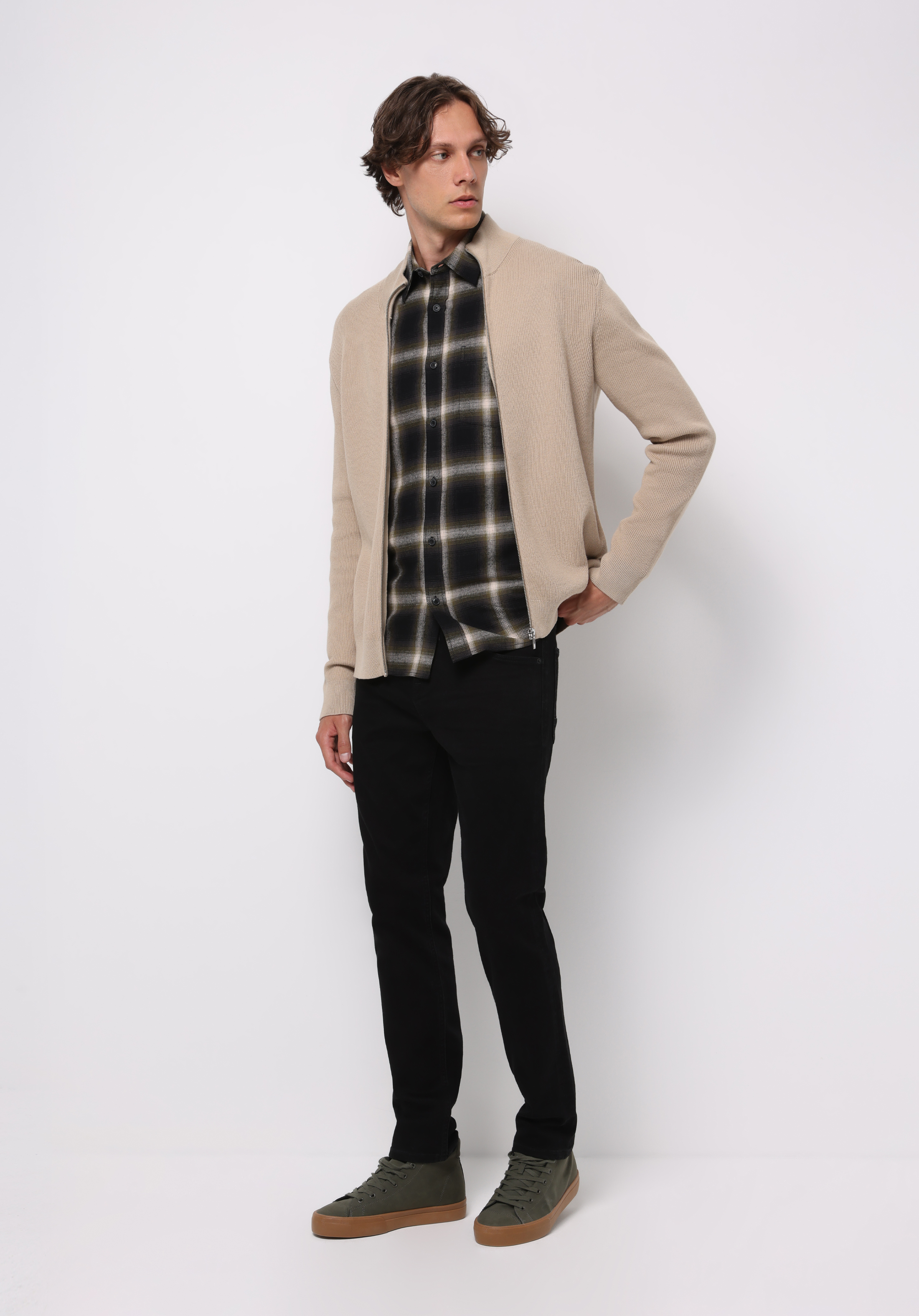 Regular Fit   Erkek Bej Hırka