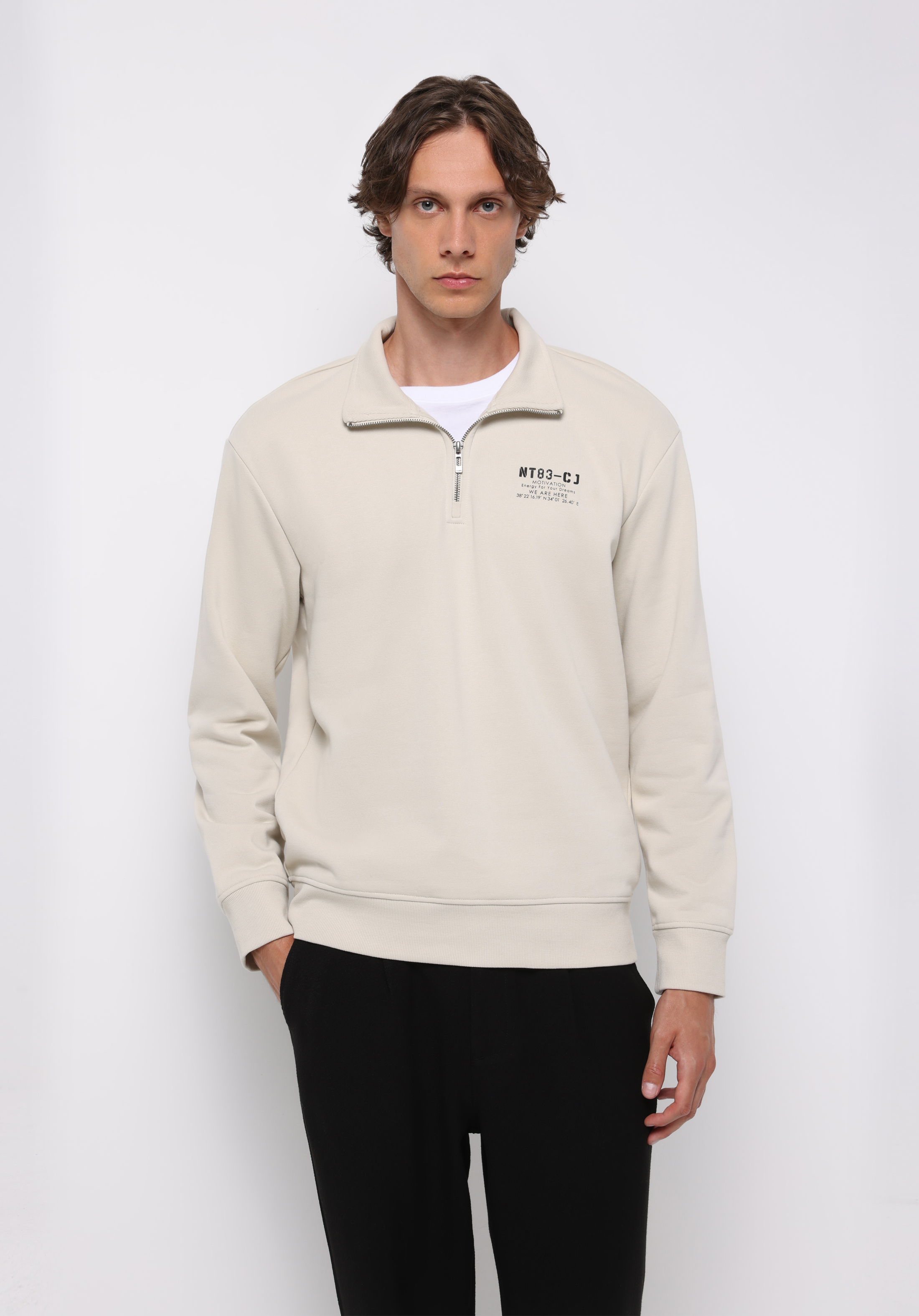 Comfort Fit   Erkek Taş Sweatshirt