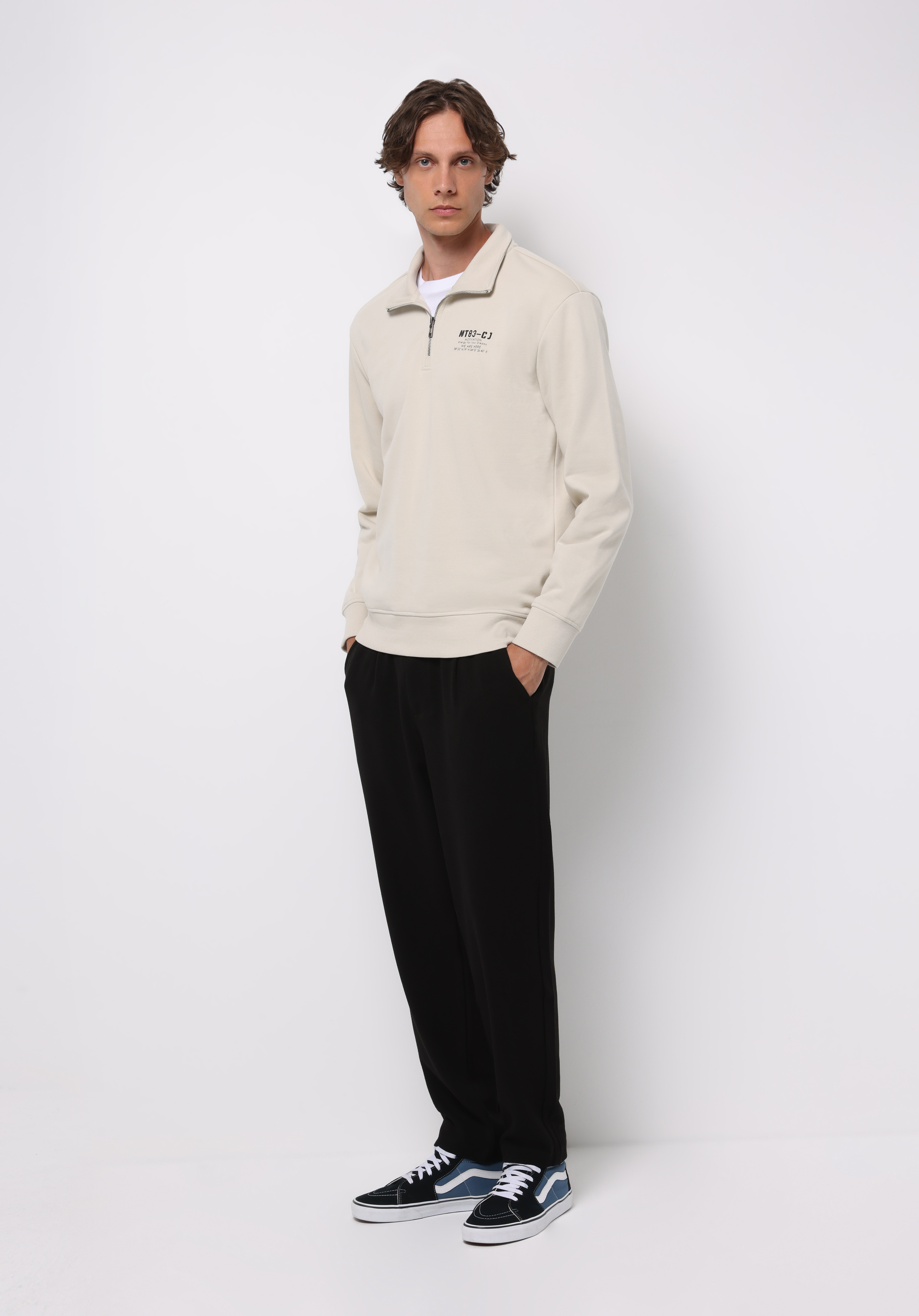 Comfort Fit   Erkek Taş Sweatshirt