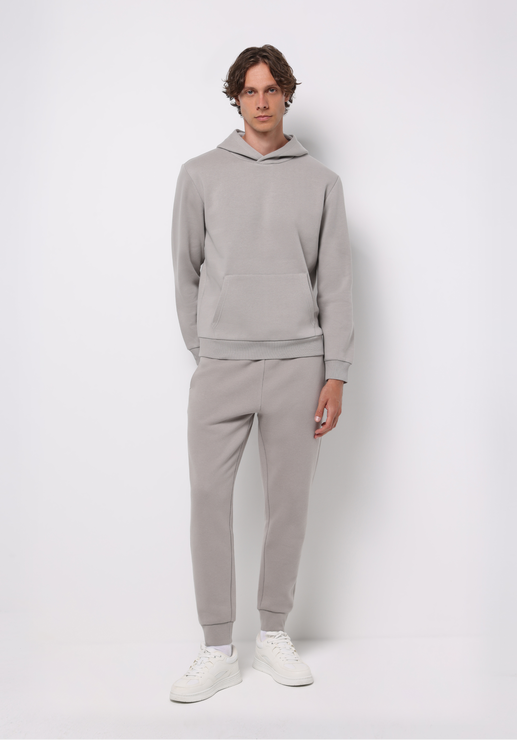 Slim Fit Orta Bel Düz Erkek Gri Eşofman Altı