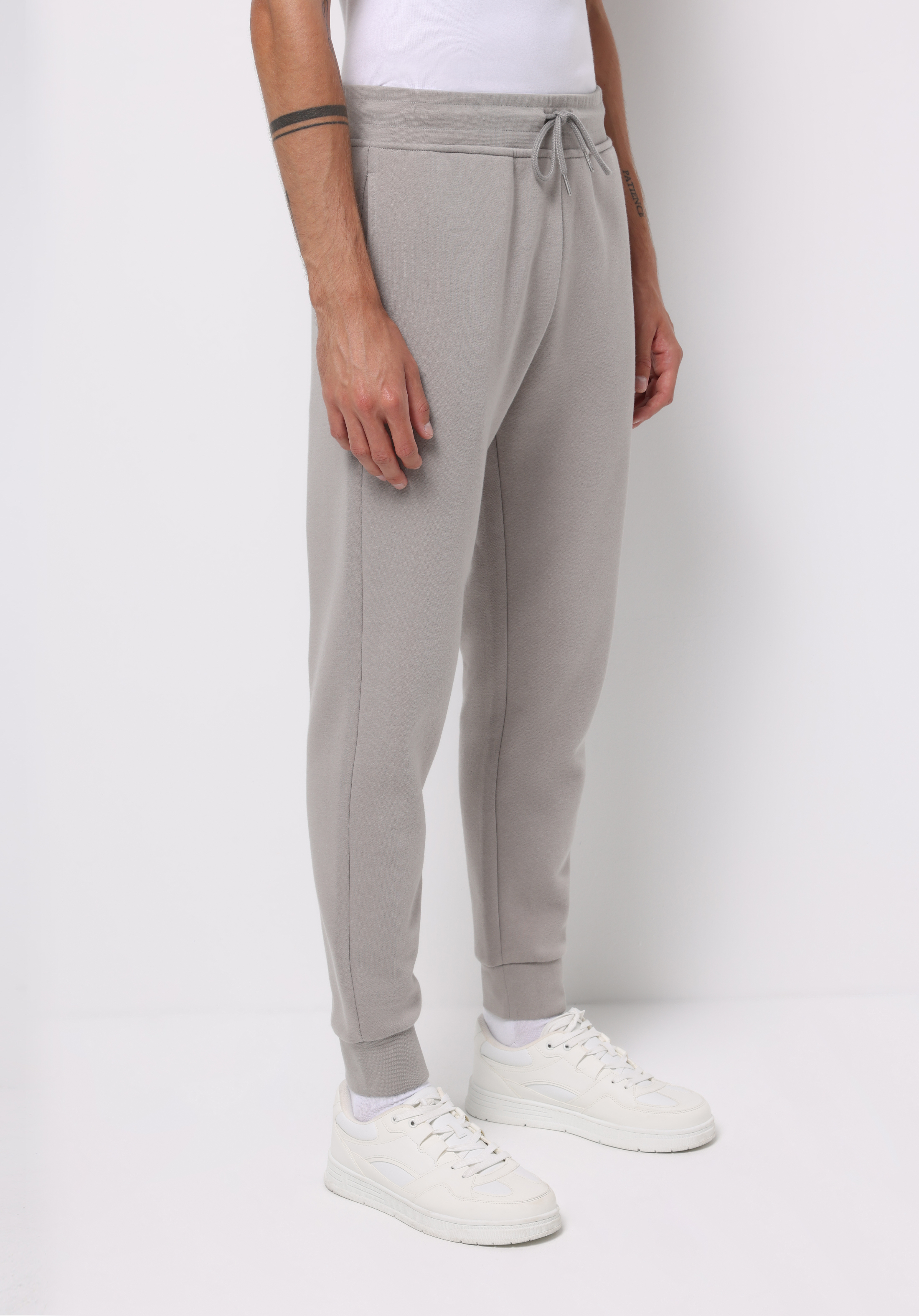 Slim Fit Orta Bel Düz Erkek Gri Eşofman Altı