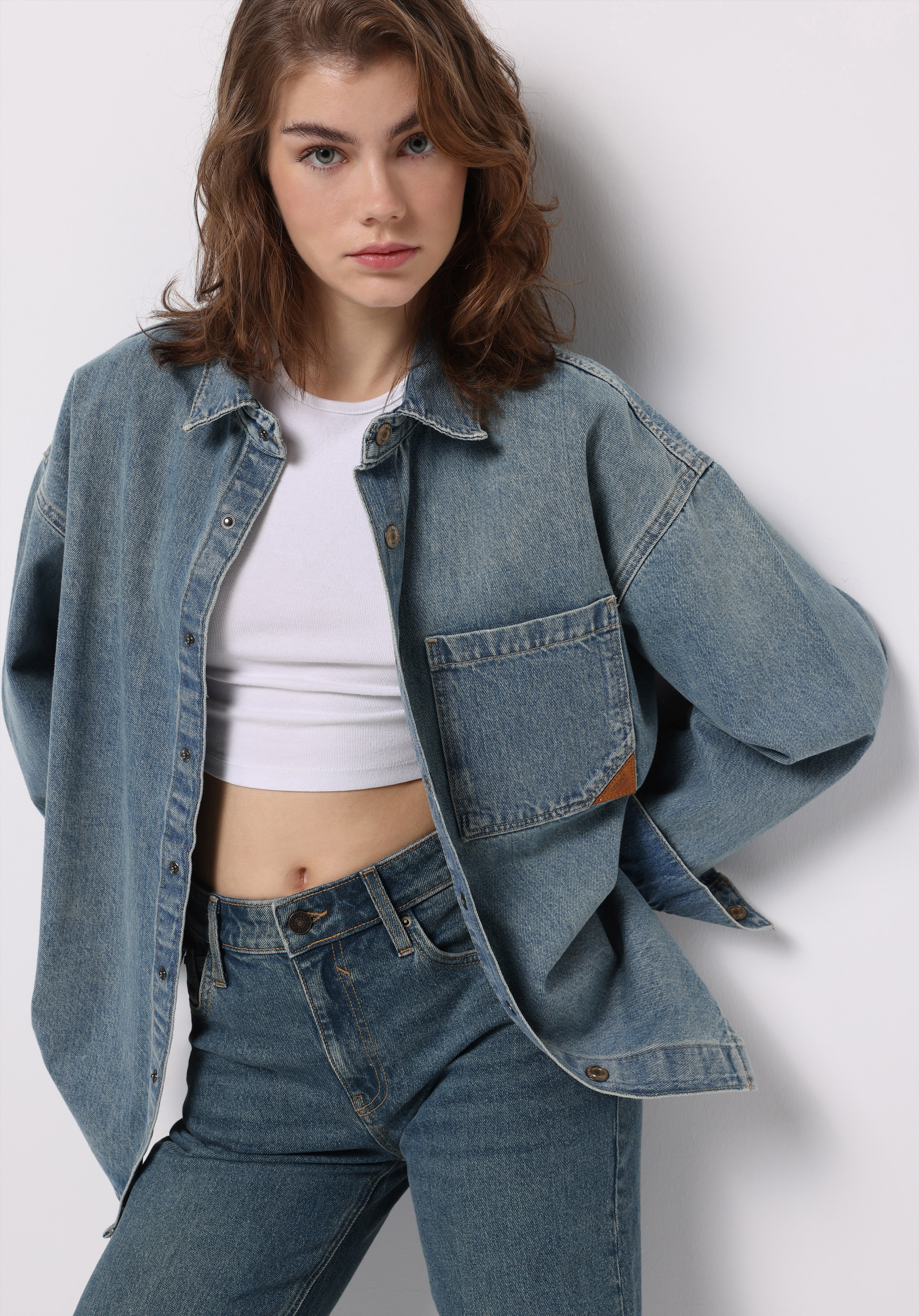 Oversize Fit   Kadın Mavi Shacket