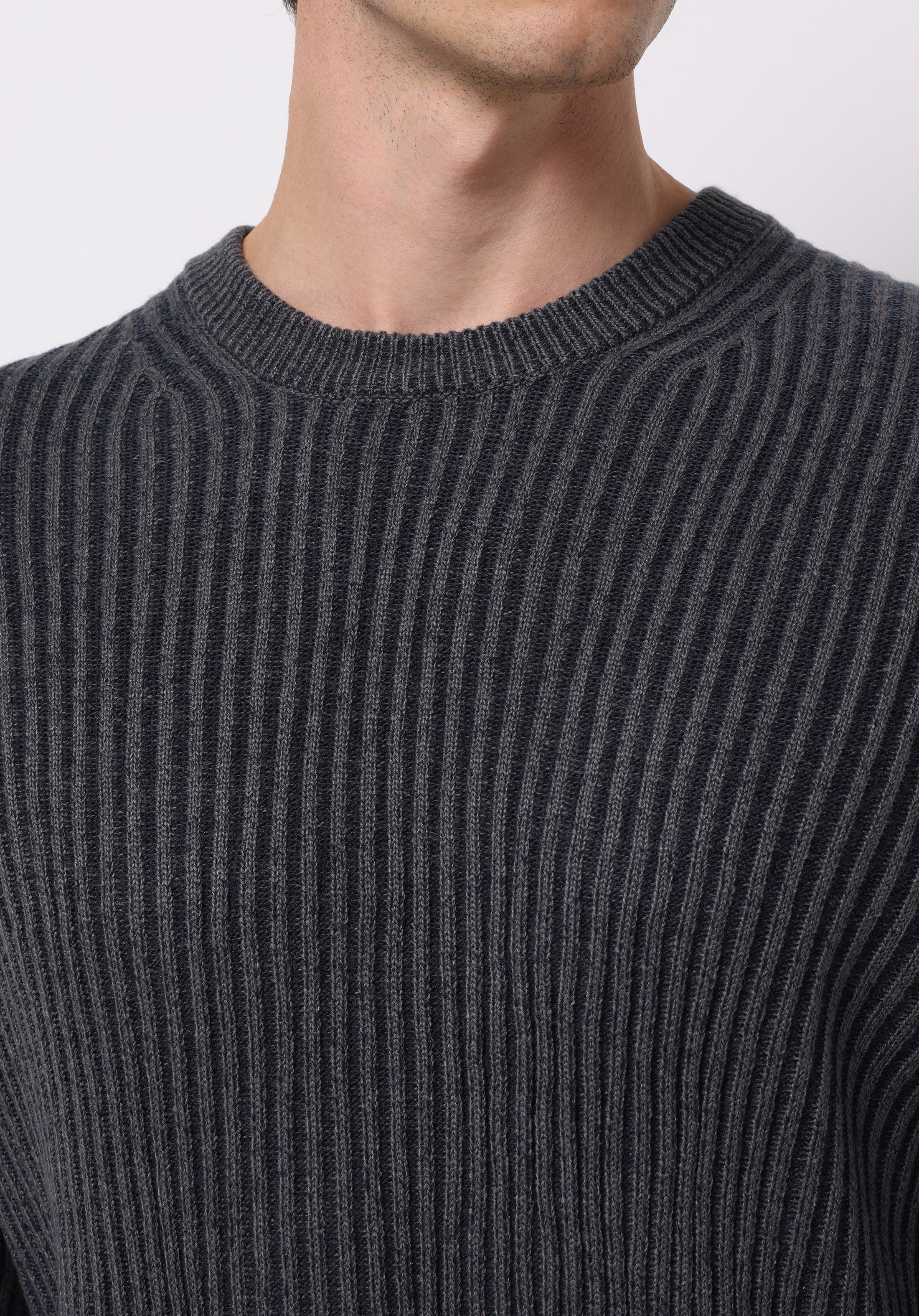 Regular Fit Yuvarlak Yaka Jakarlı Erkek Lacivert Kazak