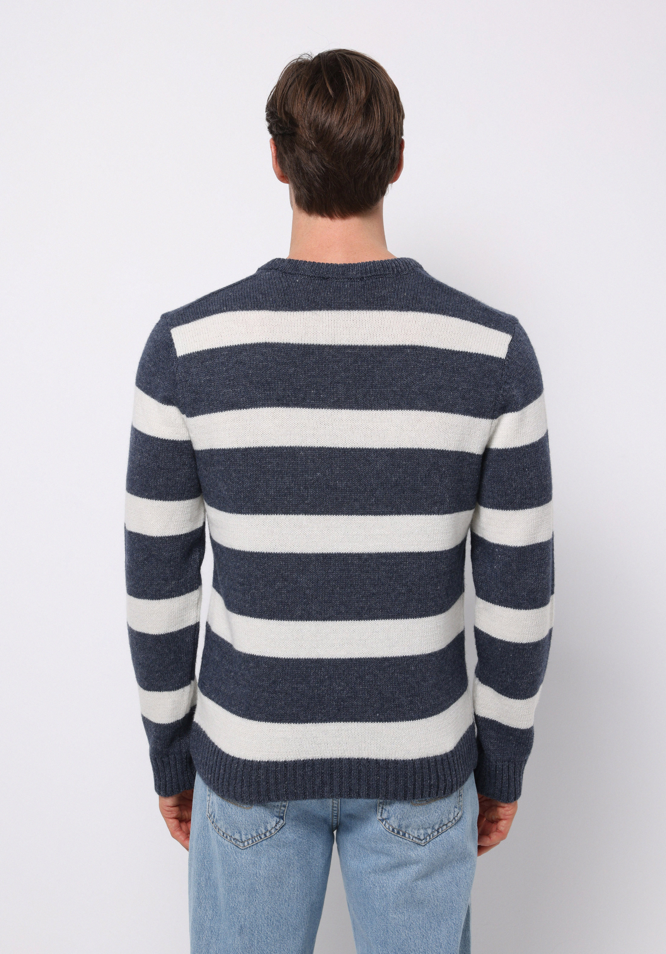 Regular Fit Yuvarlak Yaka Jakarlı Erkek Lacivert Kazak