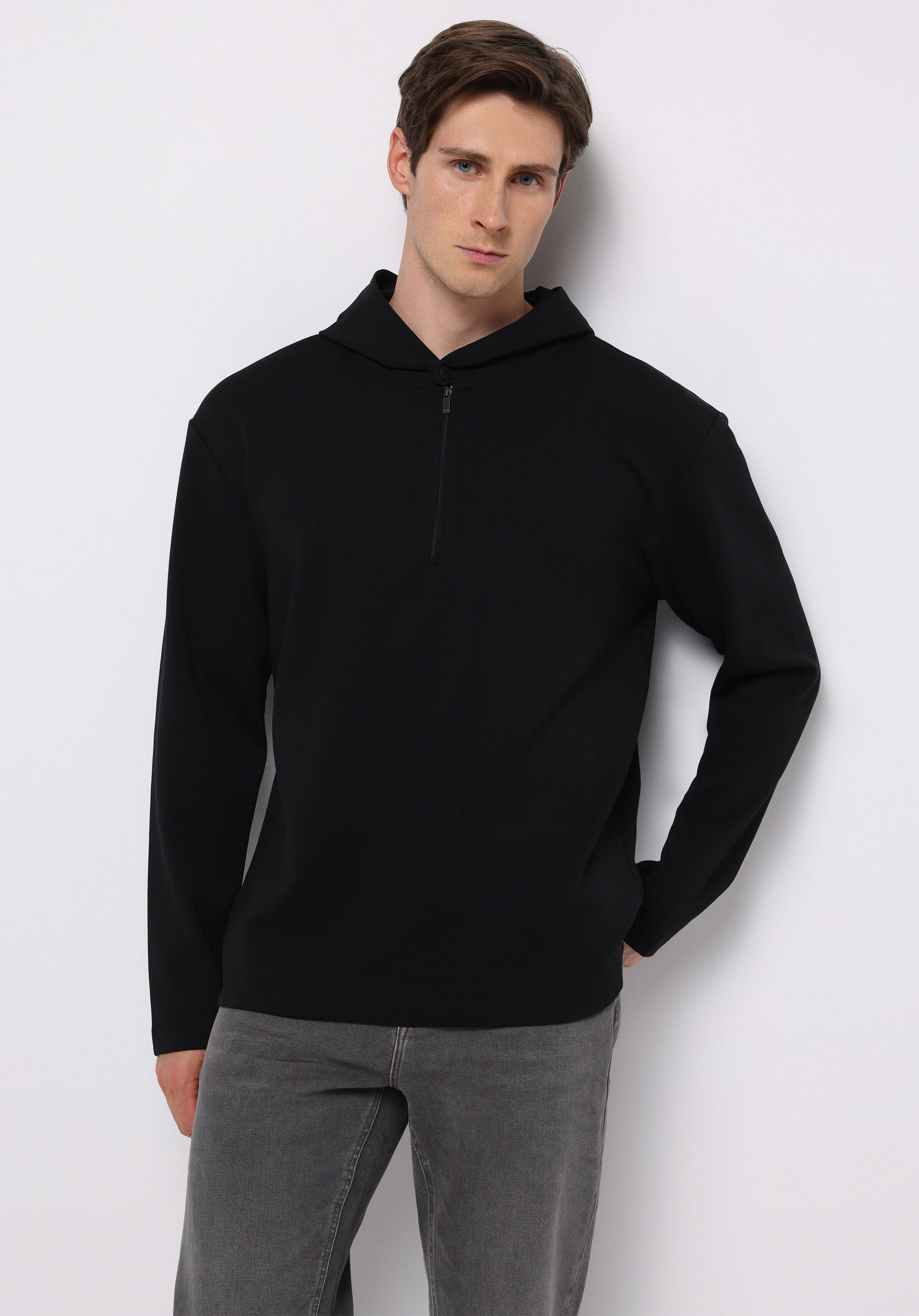Comfort Fit   Erkek Siyah Sweatshirt