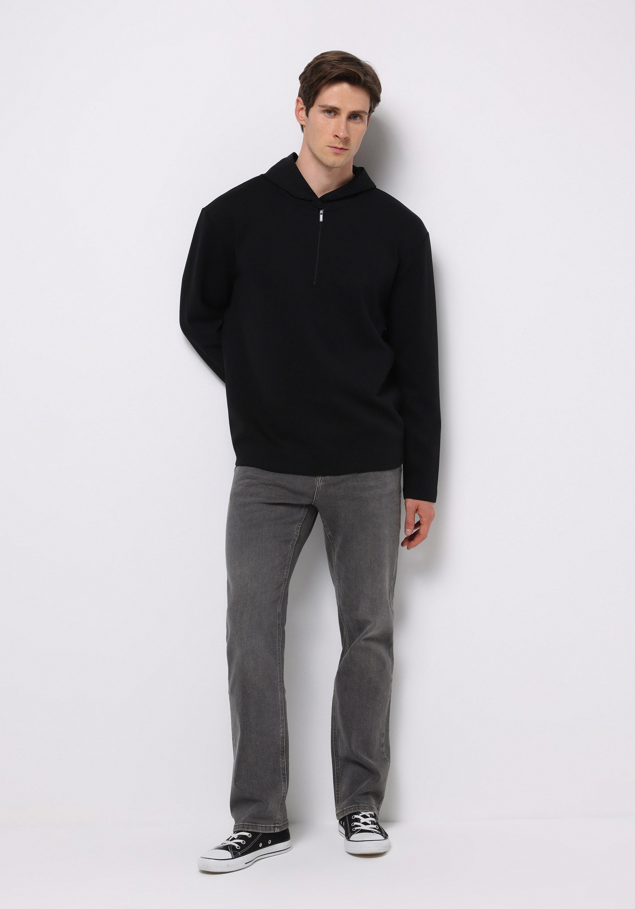 Comfort Fit   Erkek Siyah Sweatshirt