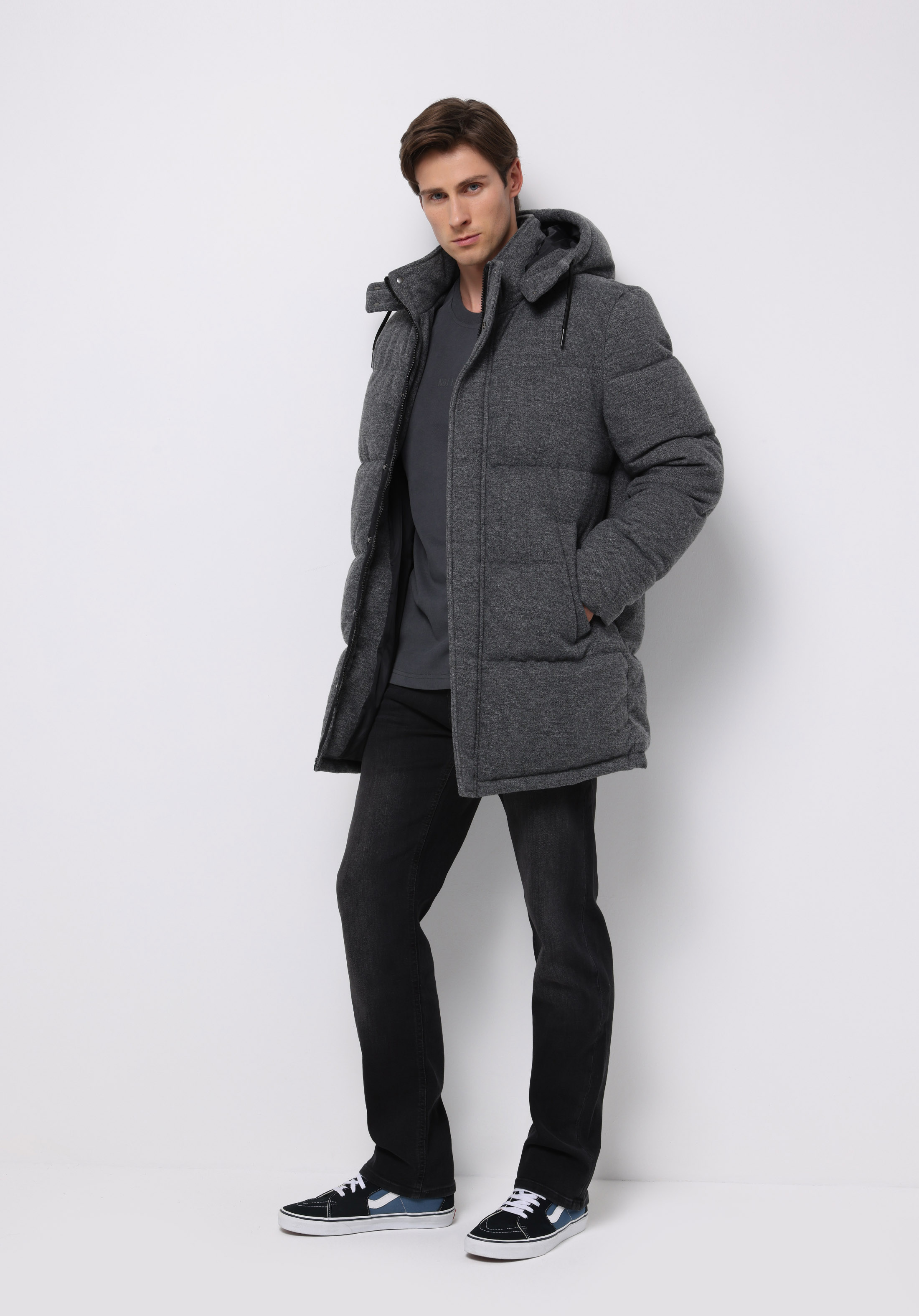 Regular Fit     Erkek Gri Kaban