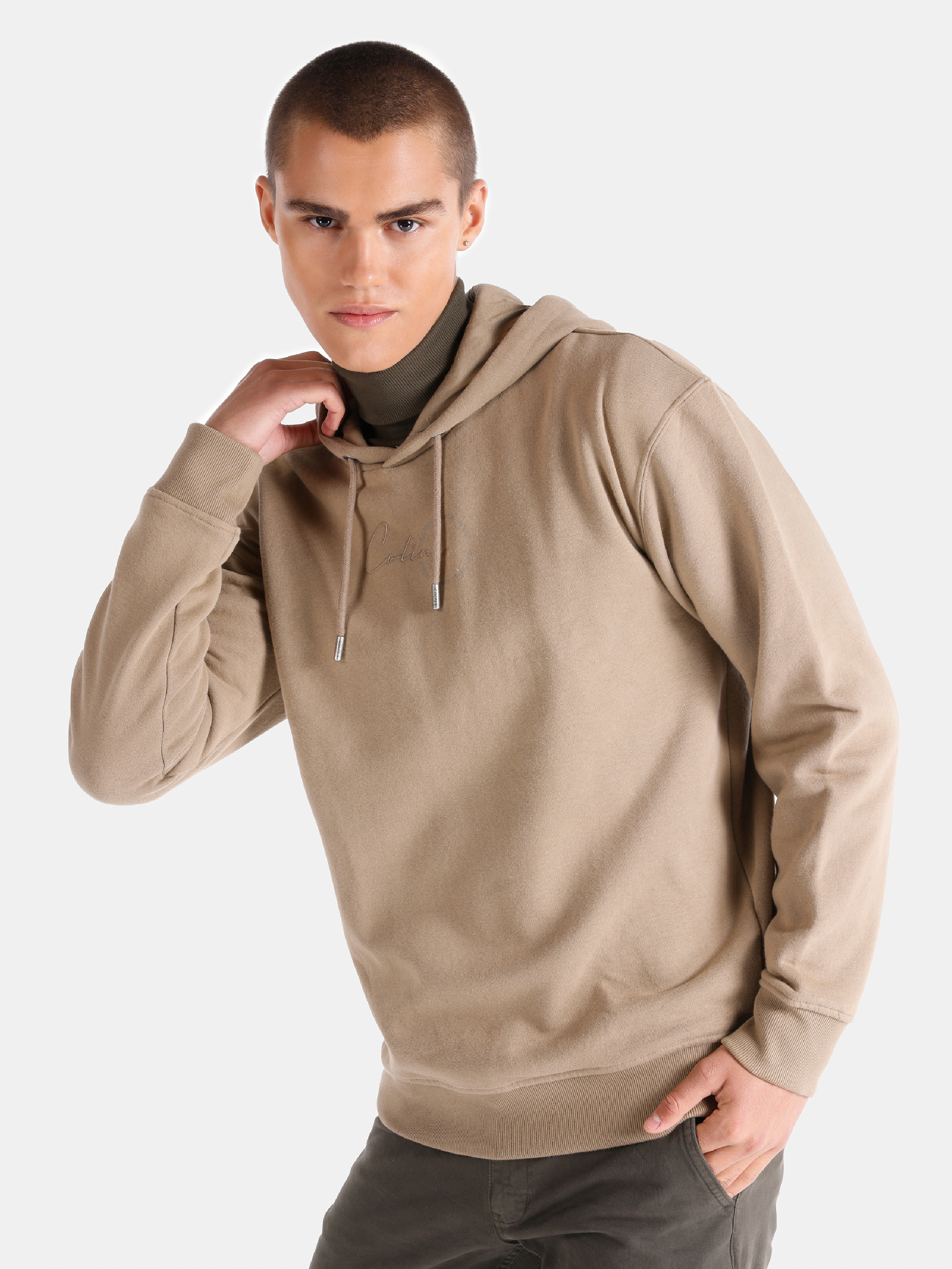 Comfort Fit   Erkek Bej Sweatshirt