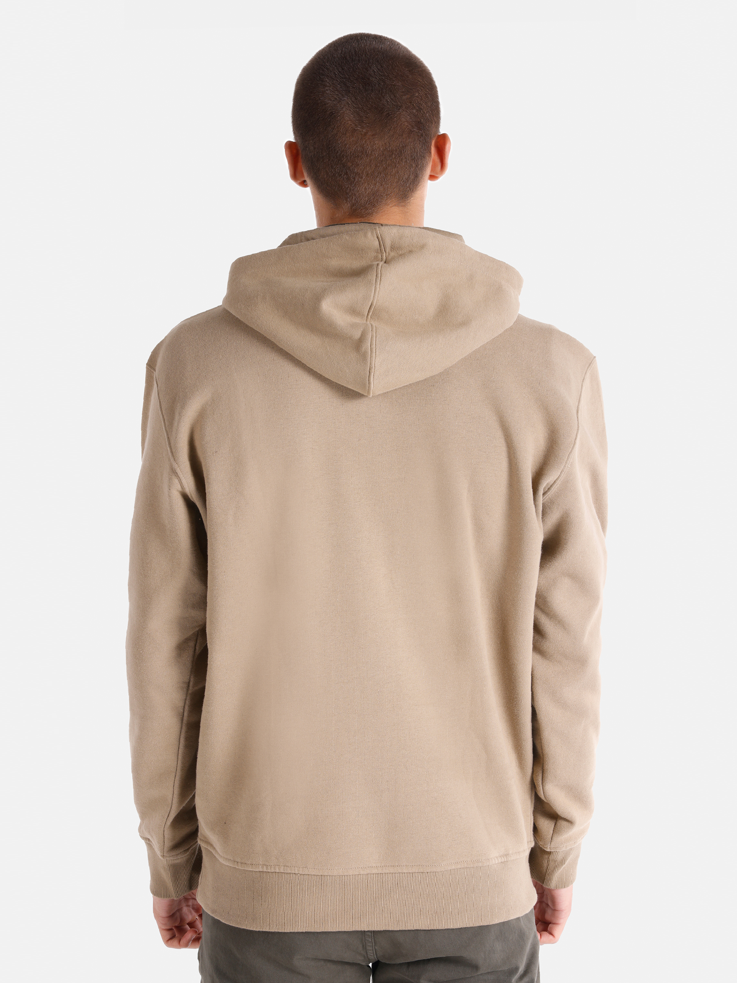 Comfort Fit   Erkek Bej Sweatshirt