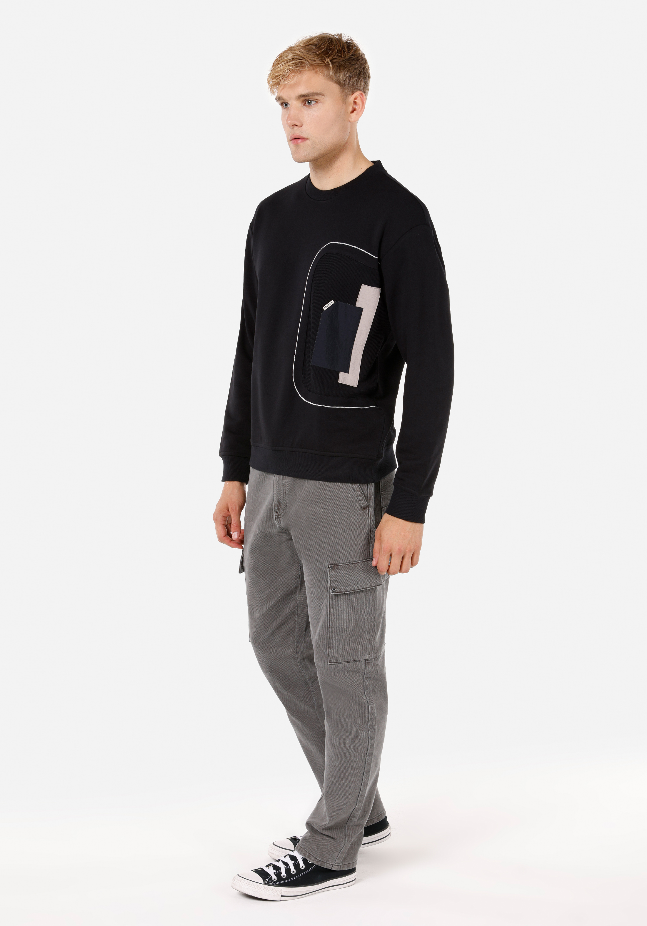 Regular Fit Yuvarlak Yaka Düz Erkek Siyah Uzun Kol Tişört