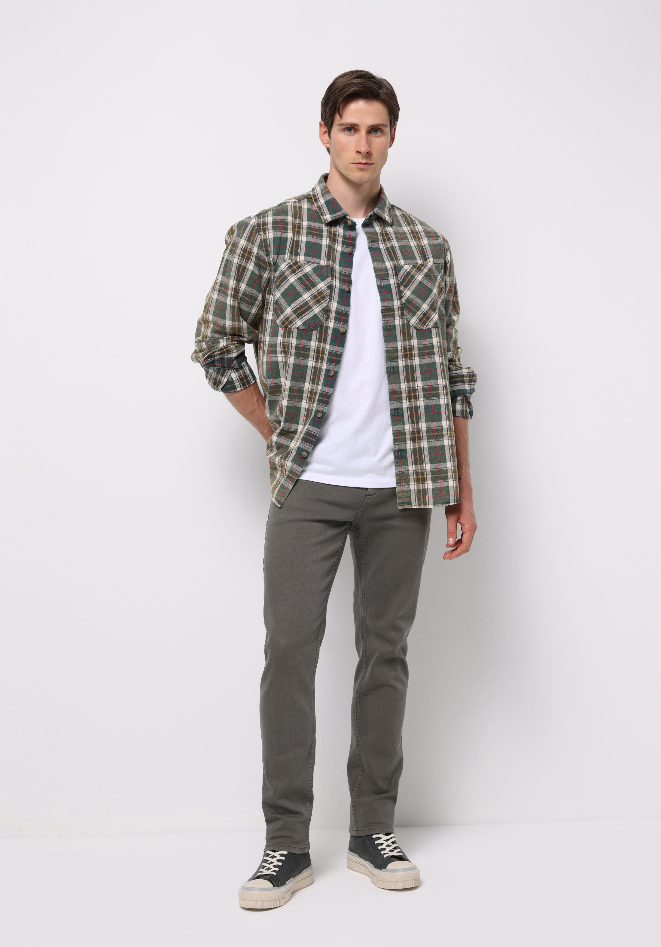 Straight Fit Orta Bel Düz Paça Erkek Yeşil  Pantolon