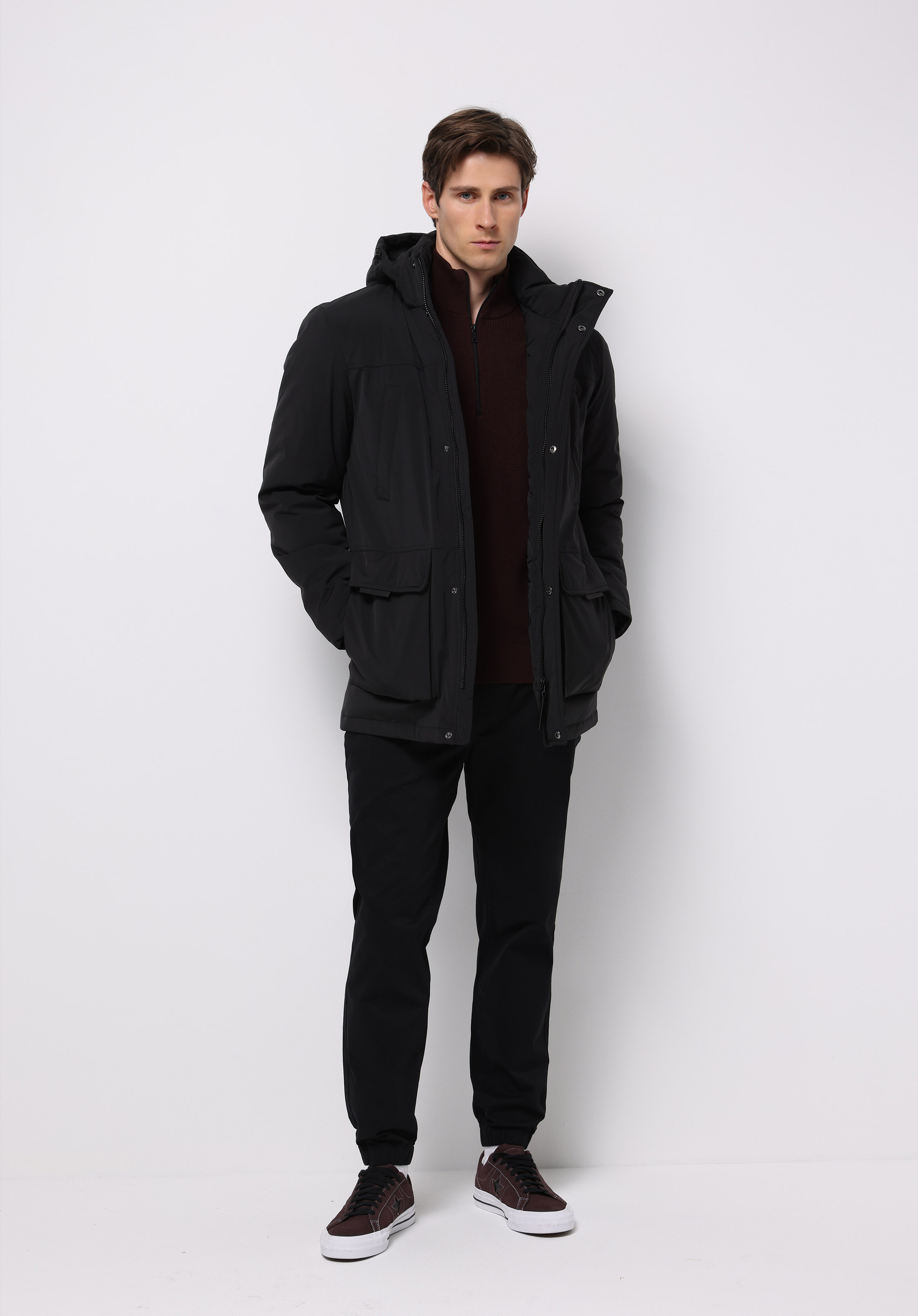 Regular Fit     Erkek Siyah Kaban