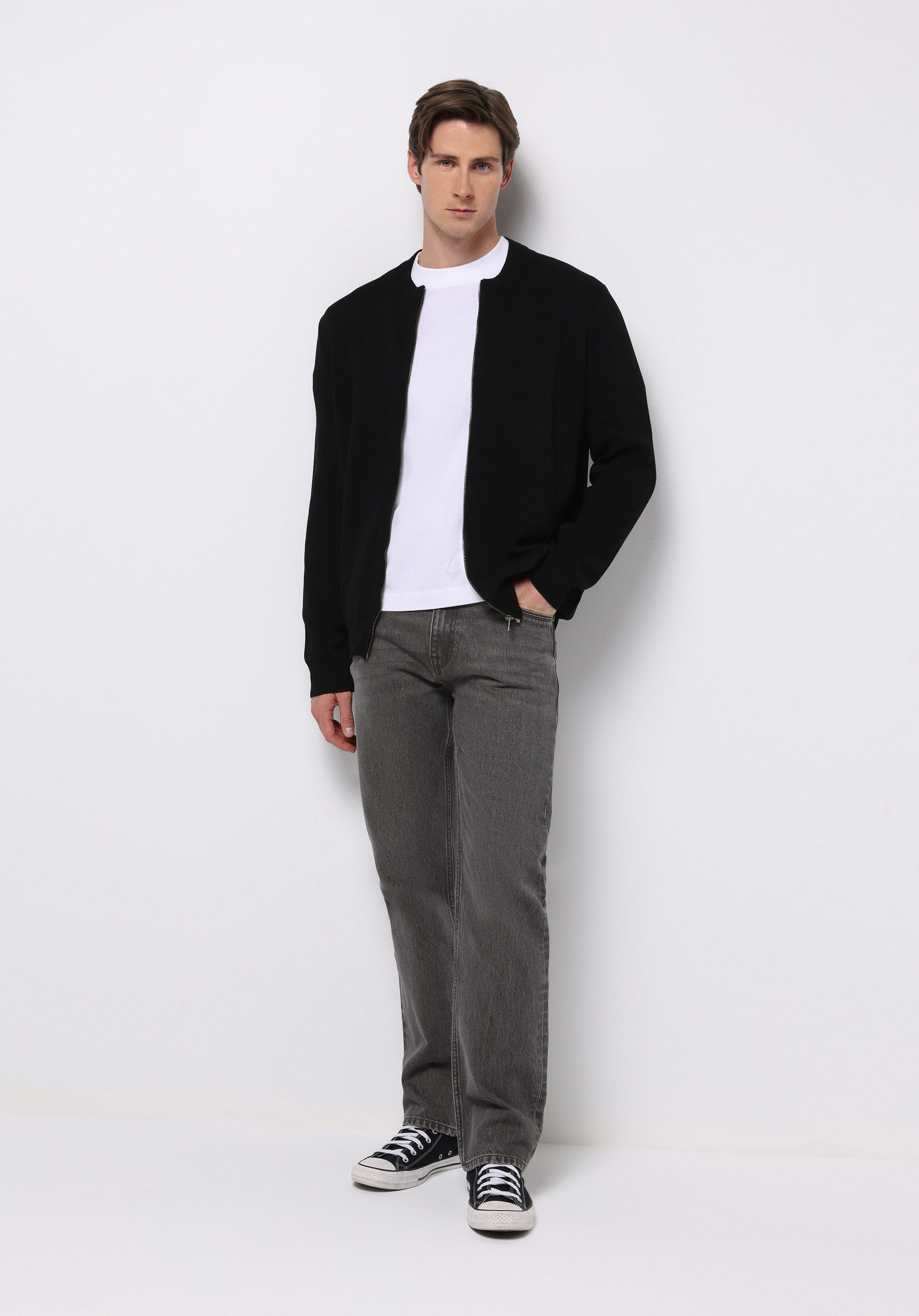 Regular Fit   Erkek Siyah Hırka