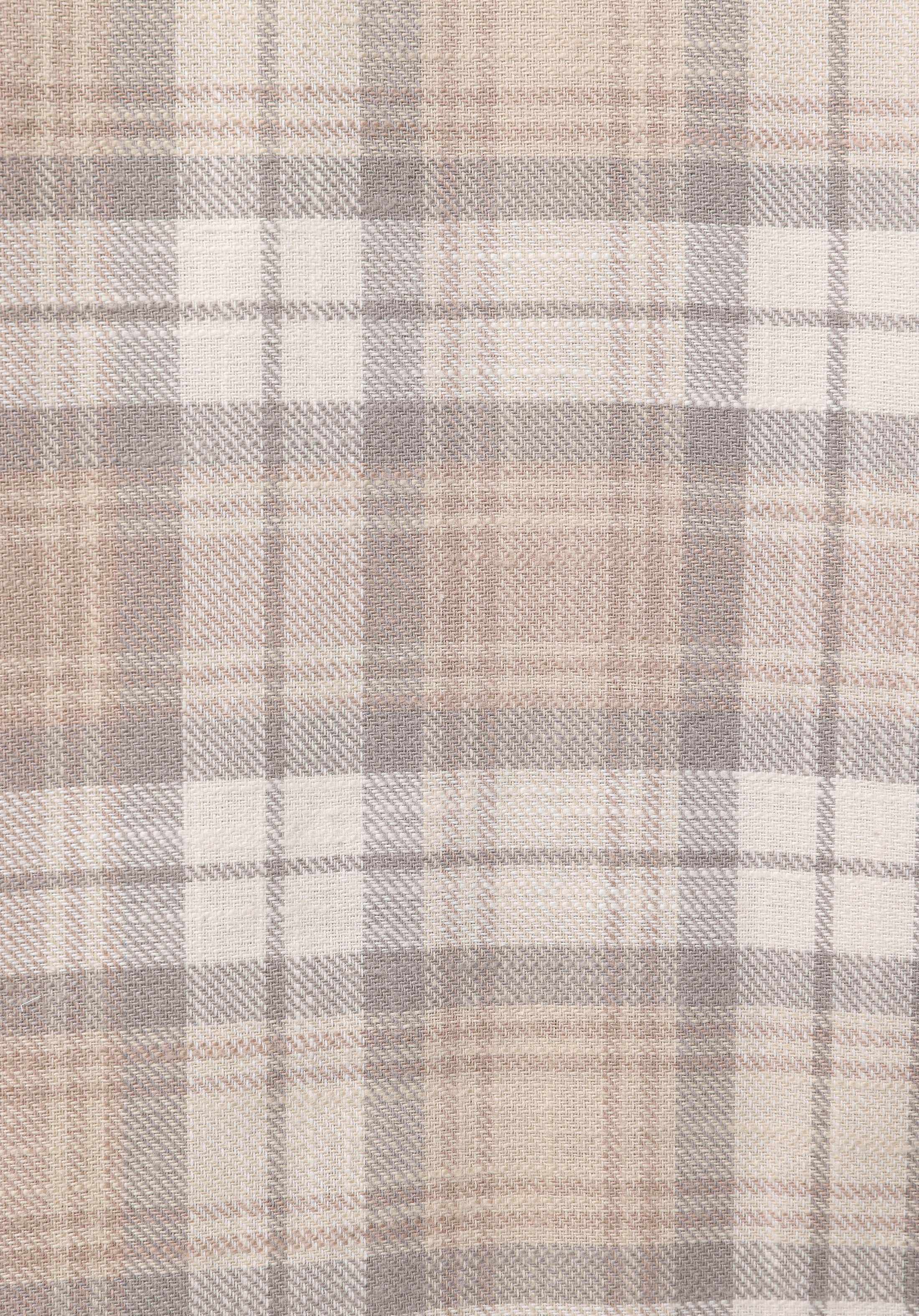 Regular Fit Shirt Neck Ekoseli Erkek Bej Uzun Kol Gömlek