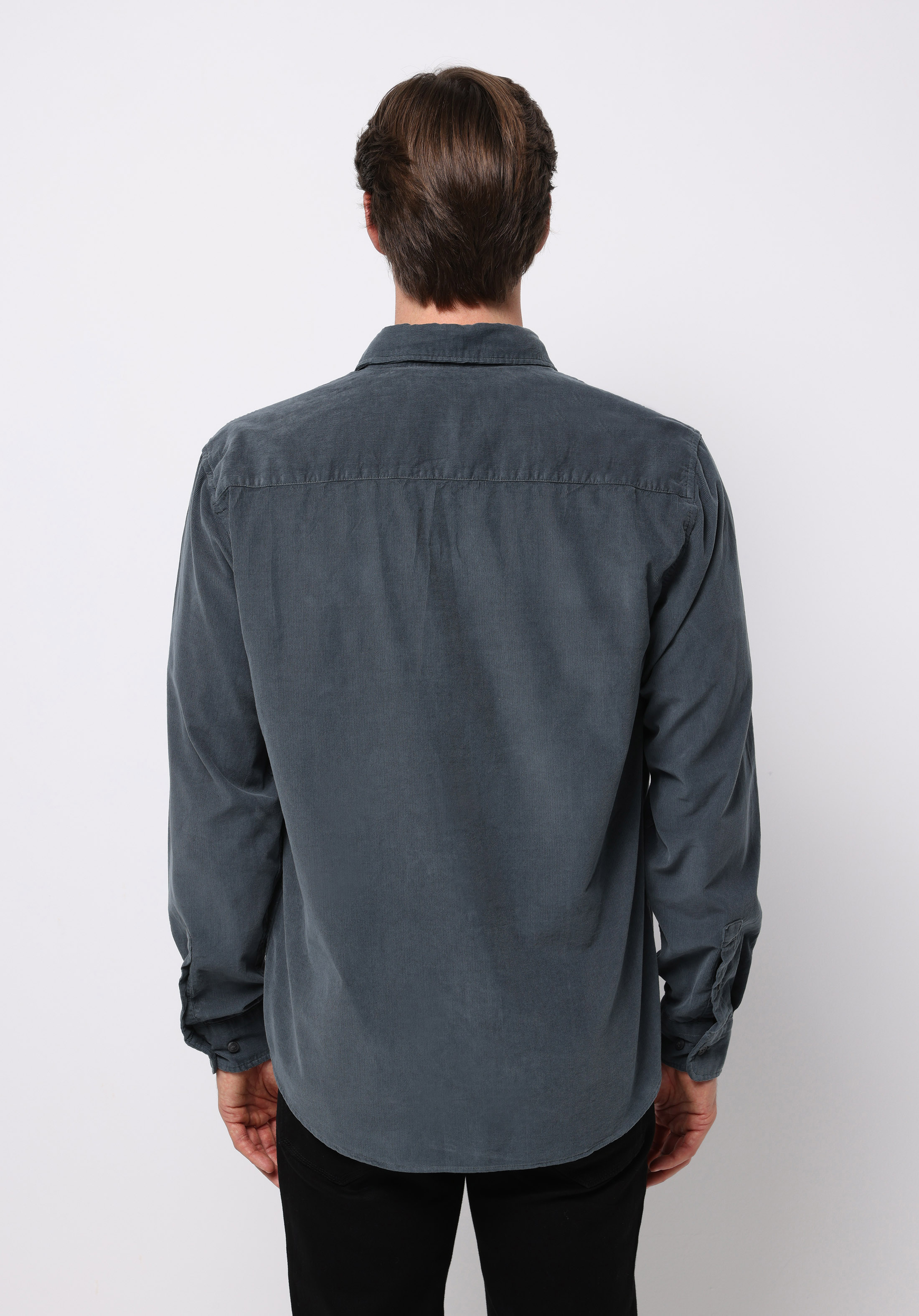 Regular Fit Shirt Neck Düz Erkek Yeşil Uzun Kol Gömlek