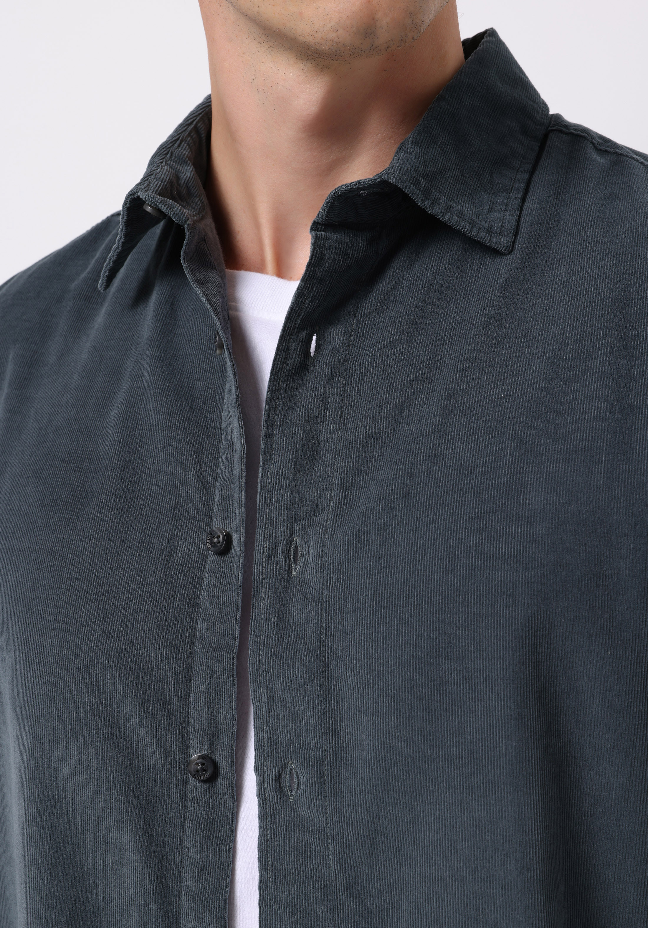 Regular Fit Shirt Neck Düz Erkek Yeşil Uzun Kol Gömlek