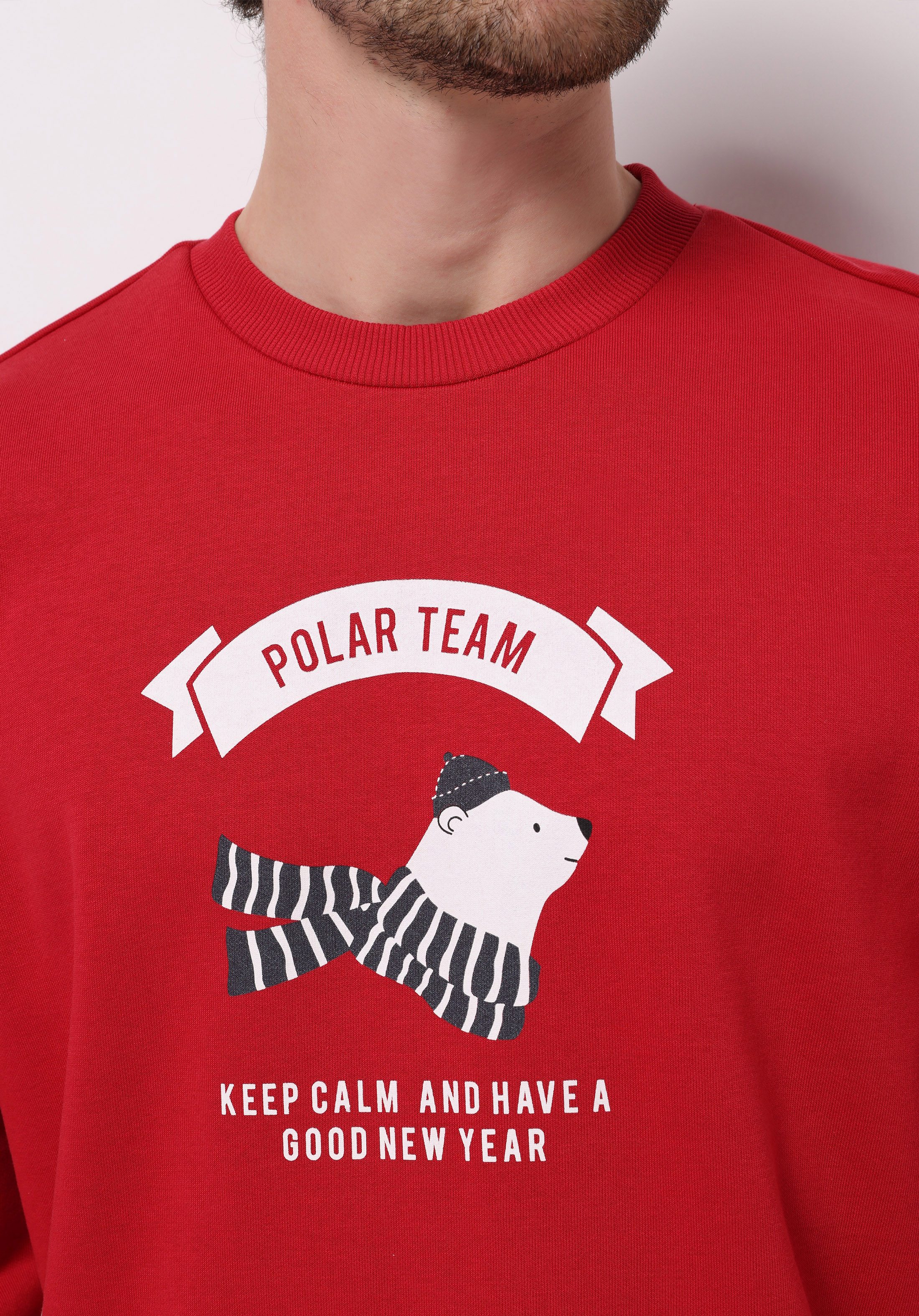 Comfort Fit   Erkek Kirmizi Sweatshirt