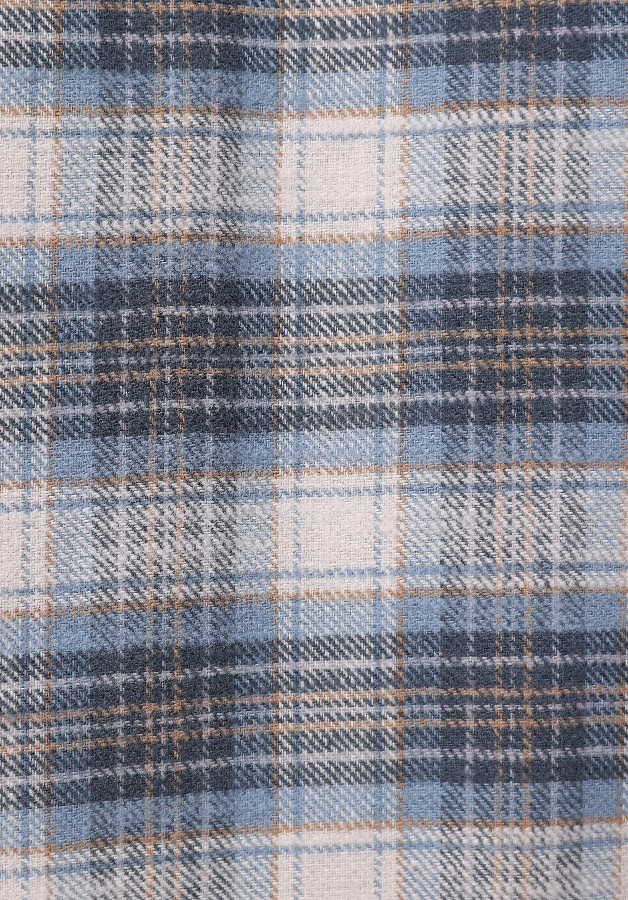 Regular Fit Shirt Neck Ekoseli Erkek Mavi Uzun Kol Gömlek