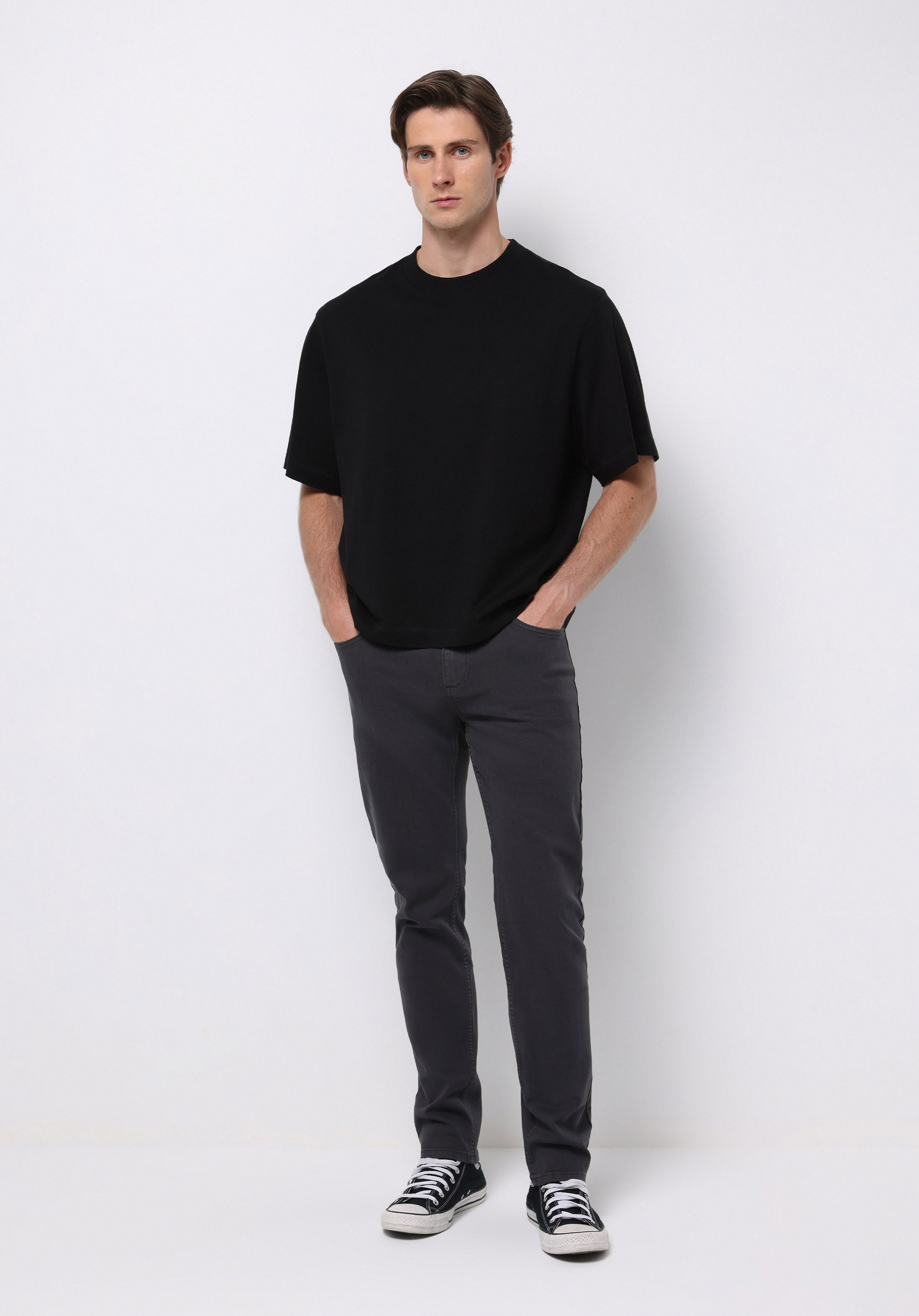 Straight Fit Orta Bel Düz Paça Erkek Antrasit  Pantolon