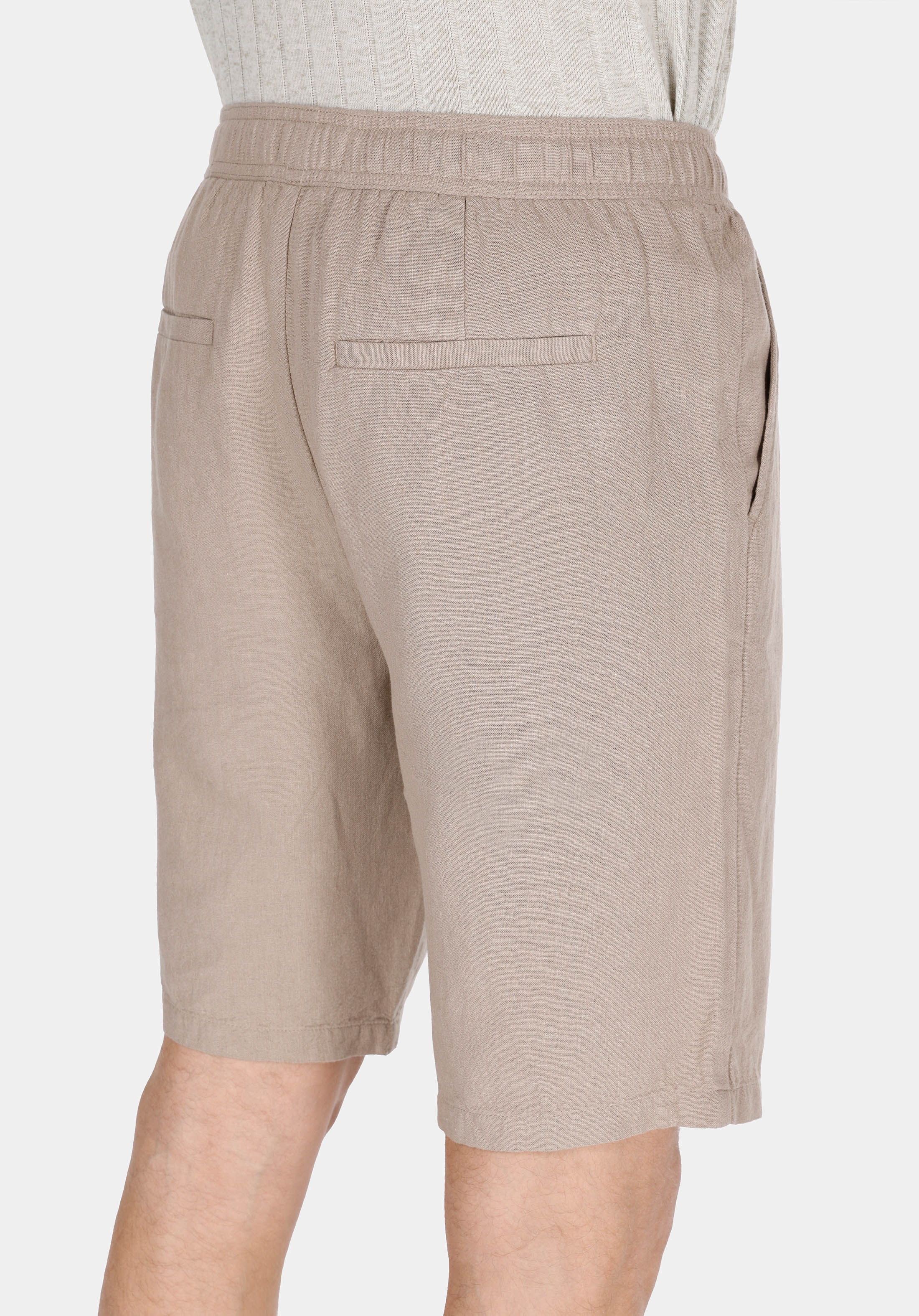 Regular Fit Orta Bel Düz Erkek Bej Şort
