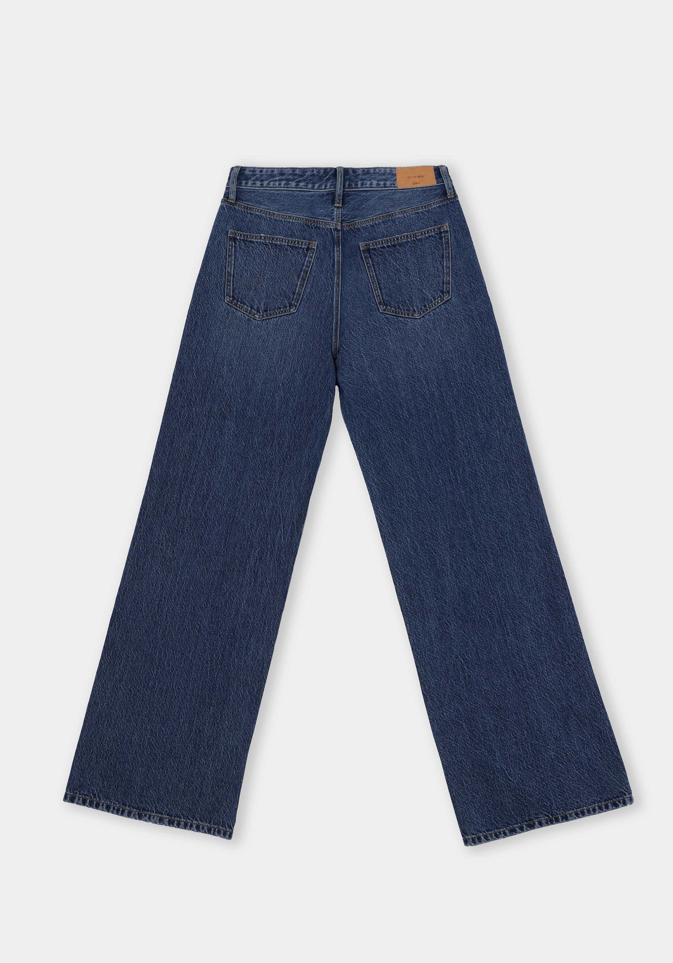 Regular Fit Yüksel Bel Geniş Paça Kadın İndigo Jean Pantolon