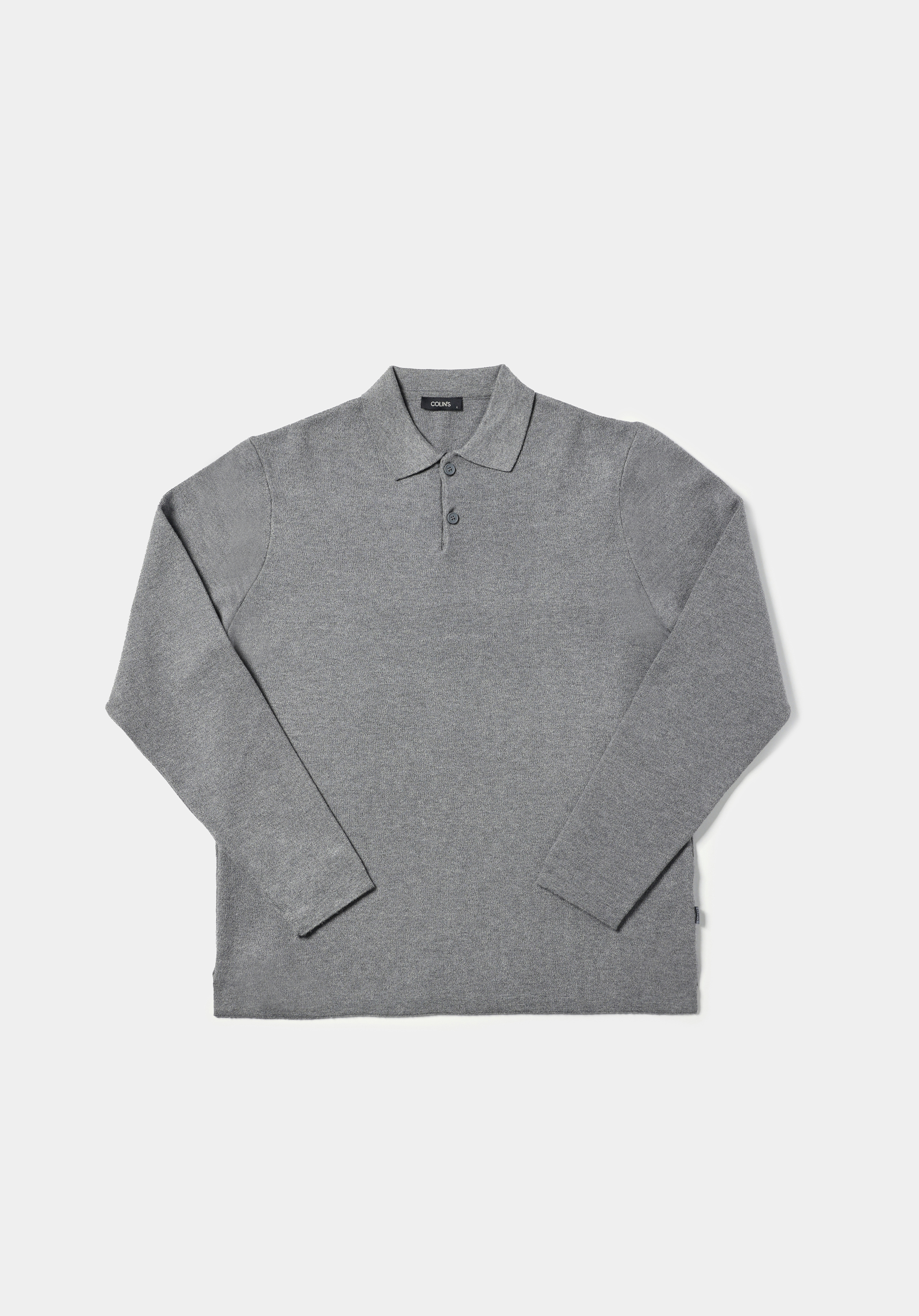 Regular Fit Polo Yaka Jakarlı Erkek Gri Kazak