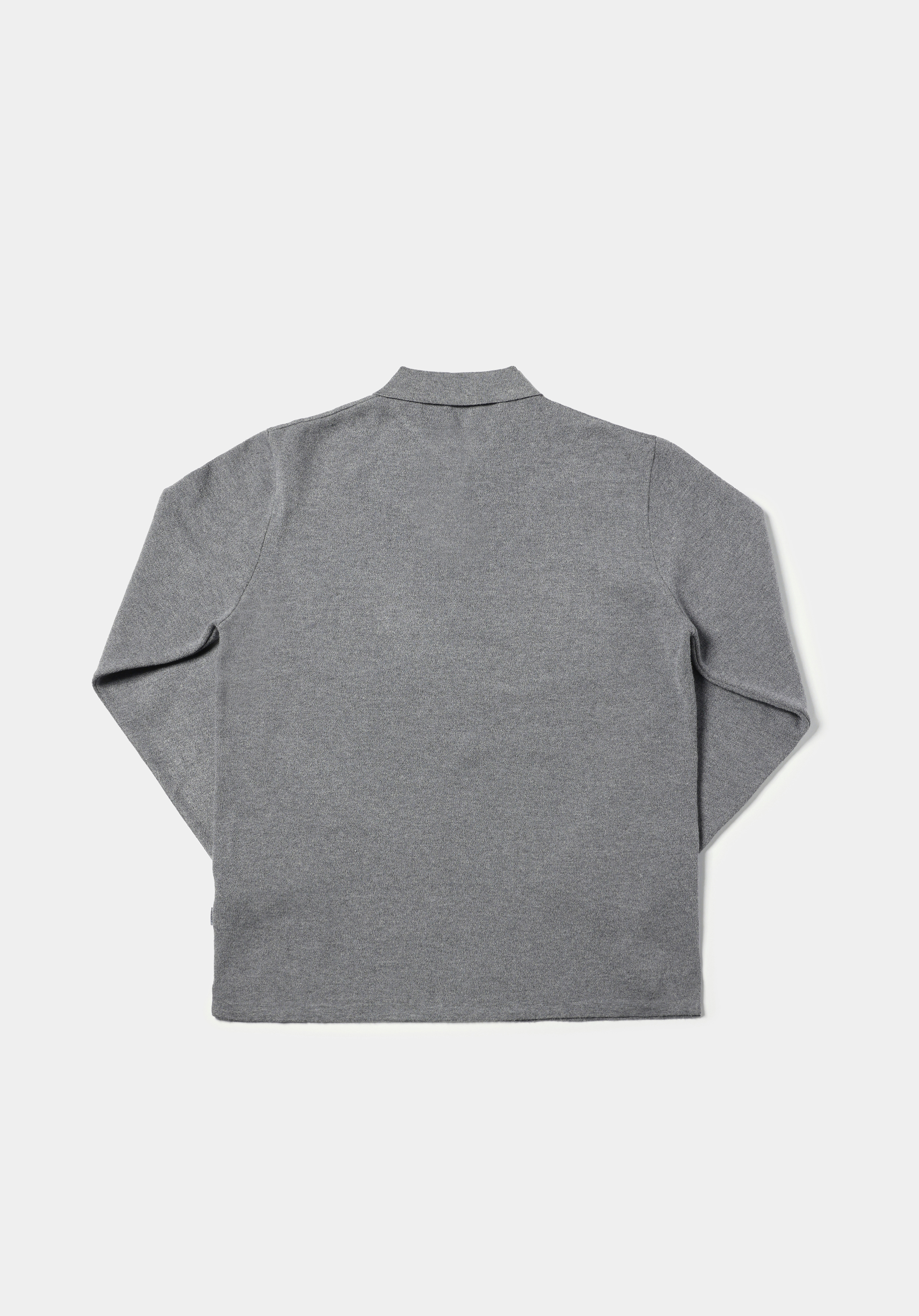 Regular Fit Polo Yaka Jakarlı Erkek Gri Kazak