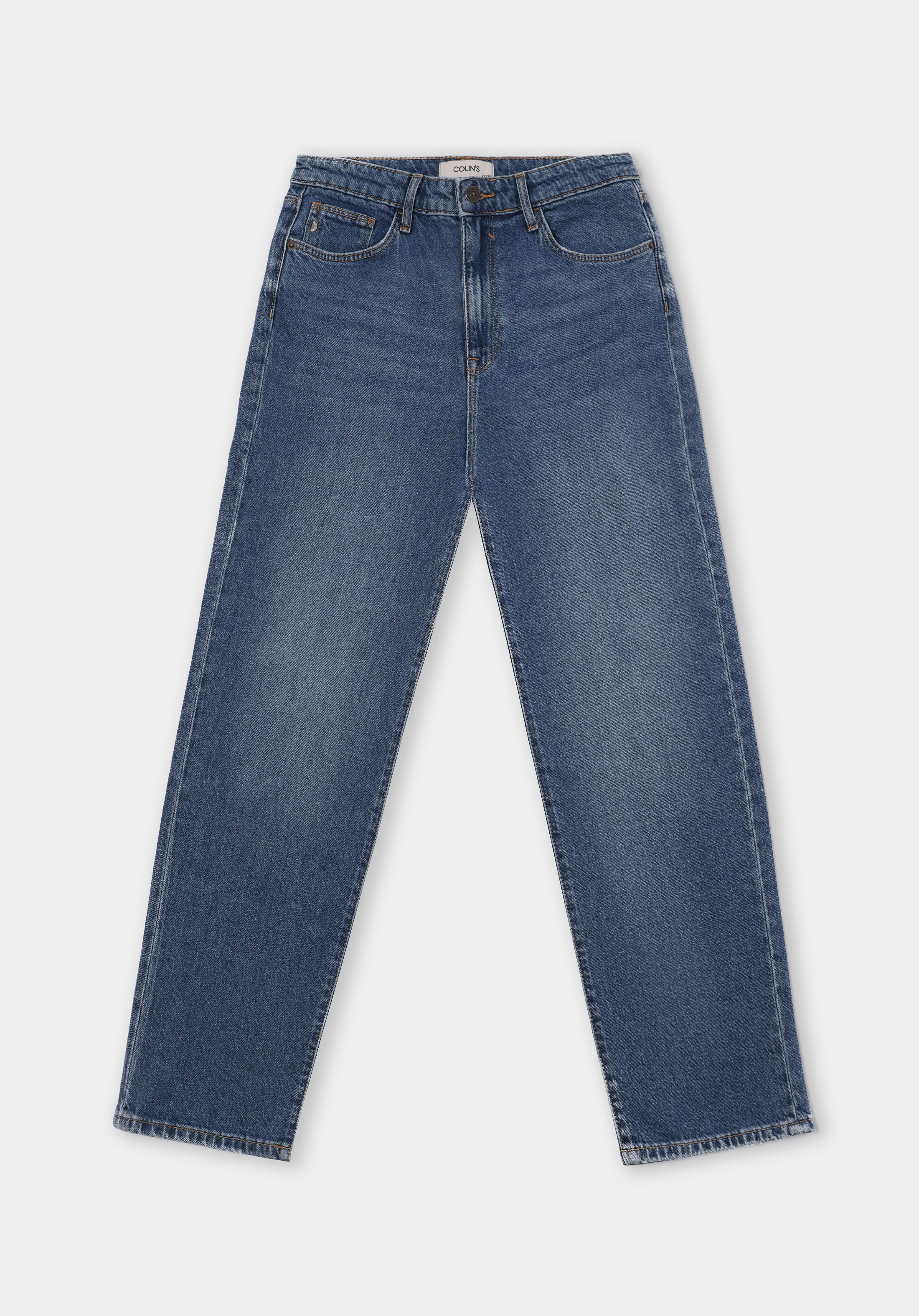 Straight Fit Yüksek Bel Düz Paça Kadın Siyah Jean Pantolon