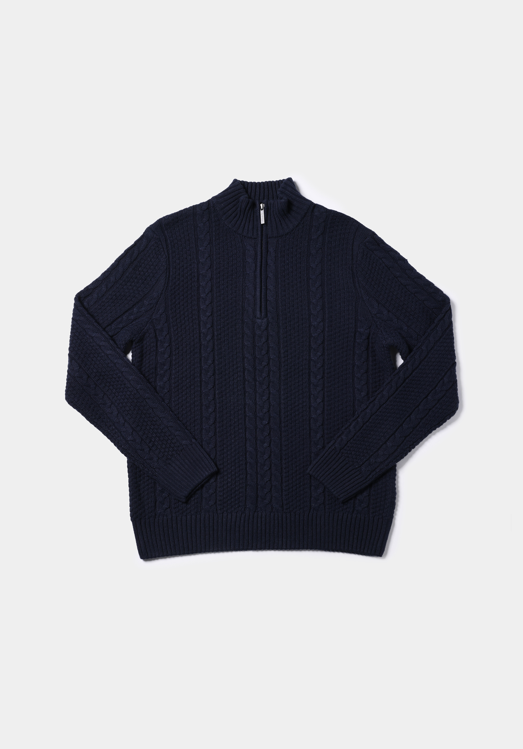 Regular Fit Dik Yaka Jakarlı Erkek Lacivert Kazak